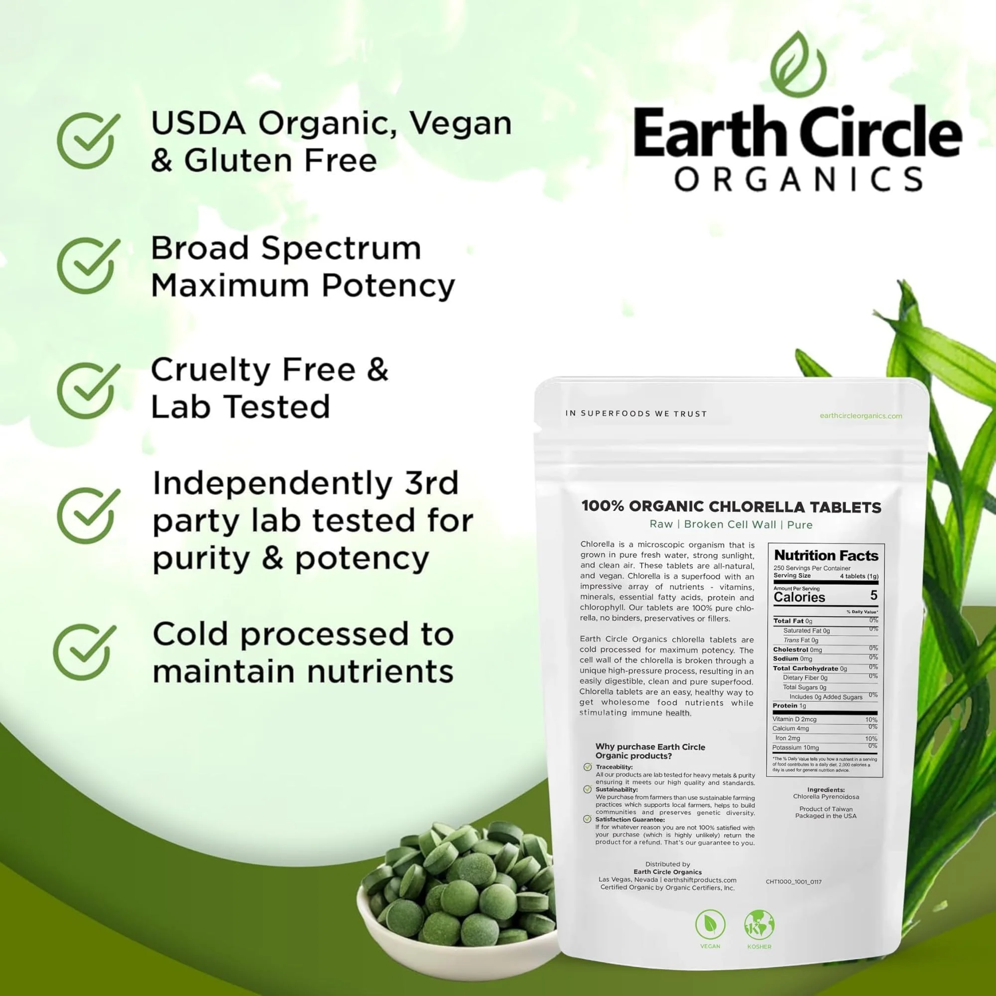 Organic Chlorella Tablets 1,000 Count | High Potency Superfood | Vegan, Kosher, Non-GMO - Image 5