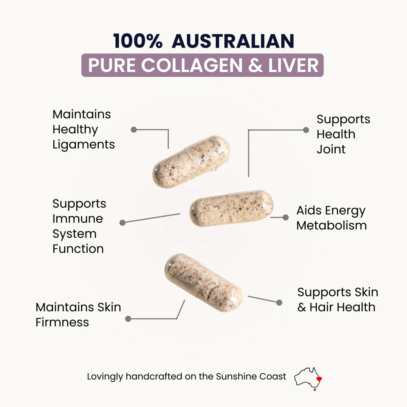 Organic Collagen Australia Pure Collagen & Liver Capsules – 120 Capsules - Image 3