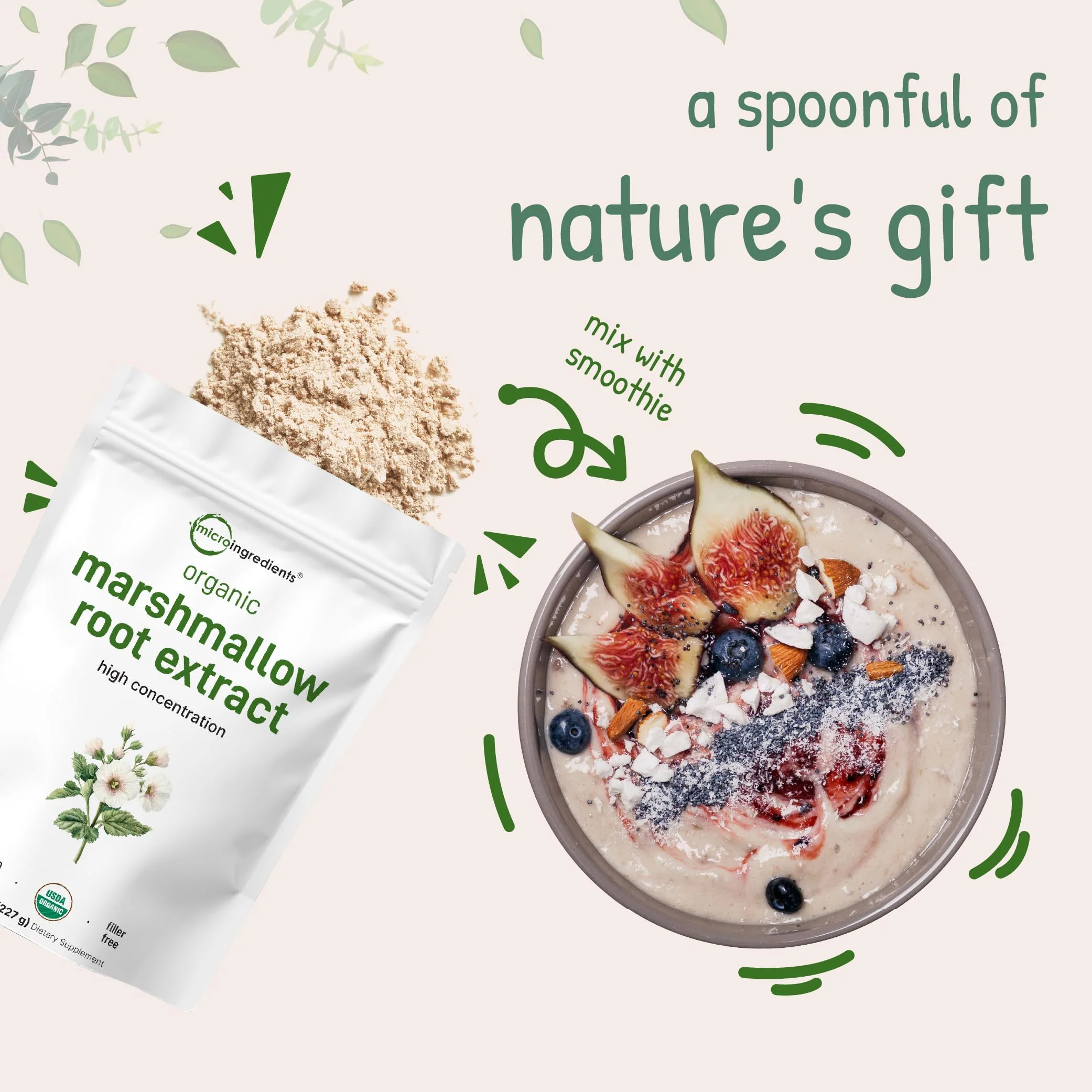 Organic Marshmallow Root Powder 8 oz - Filler-Free, Non-GMO, Vegan | Micro Ingredients - Image 8