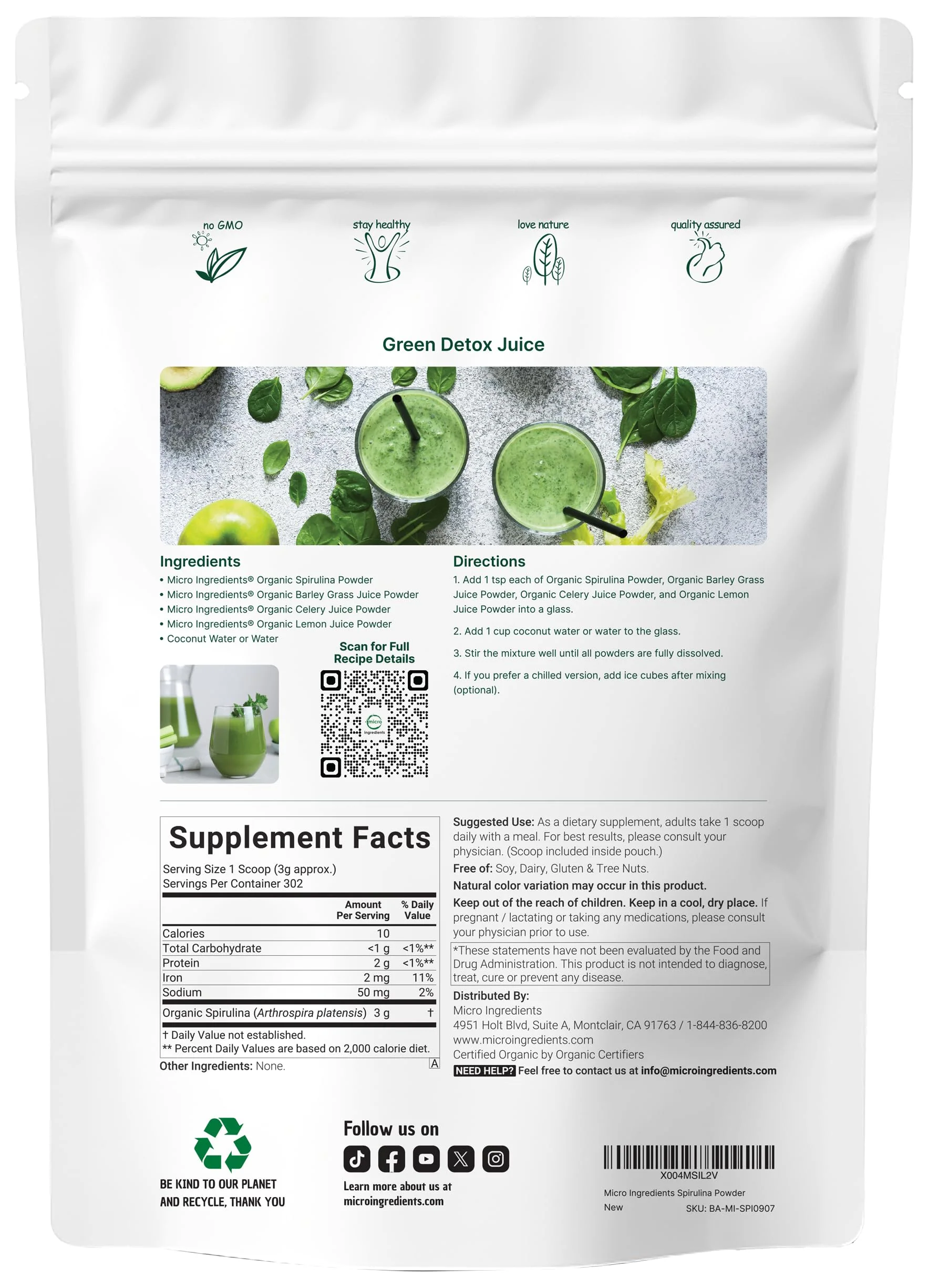 Organic Spirulina Powder 2lbs | Raw Blue-Green Algae | Vegan Protein & Antioxidants | Non-GMO & Filler-Free - Image 2