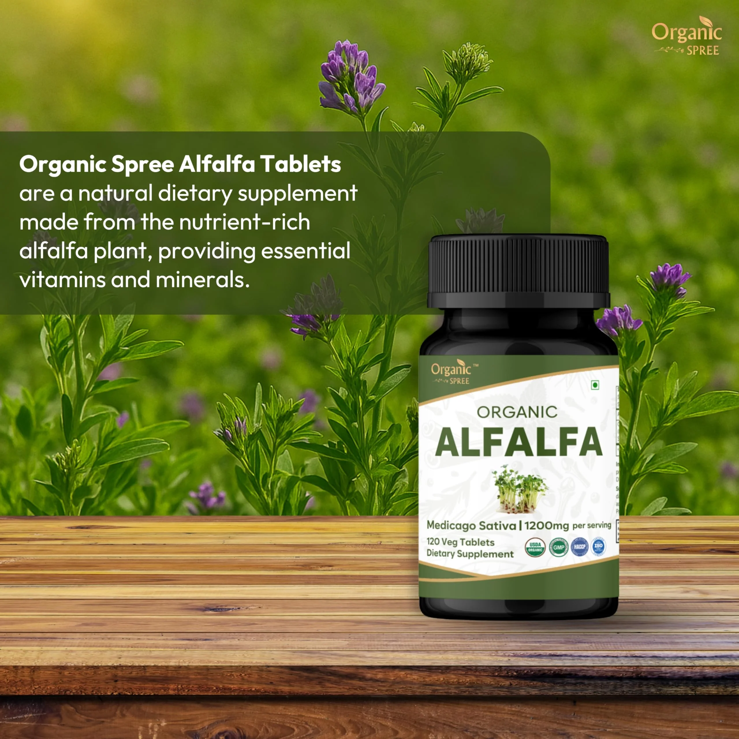 Organic Spree Alfalfa 120 Tablets | Medicago Sativa | USDA Organic | Pack of 3 - Image 5