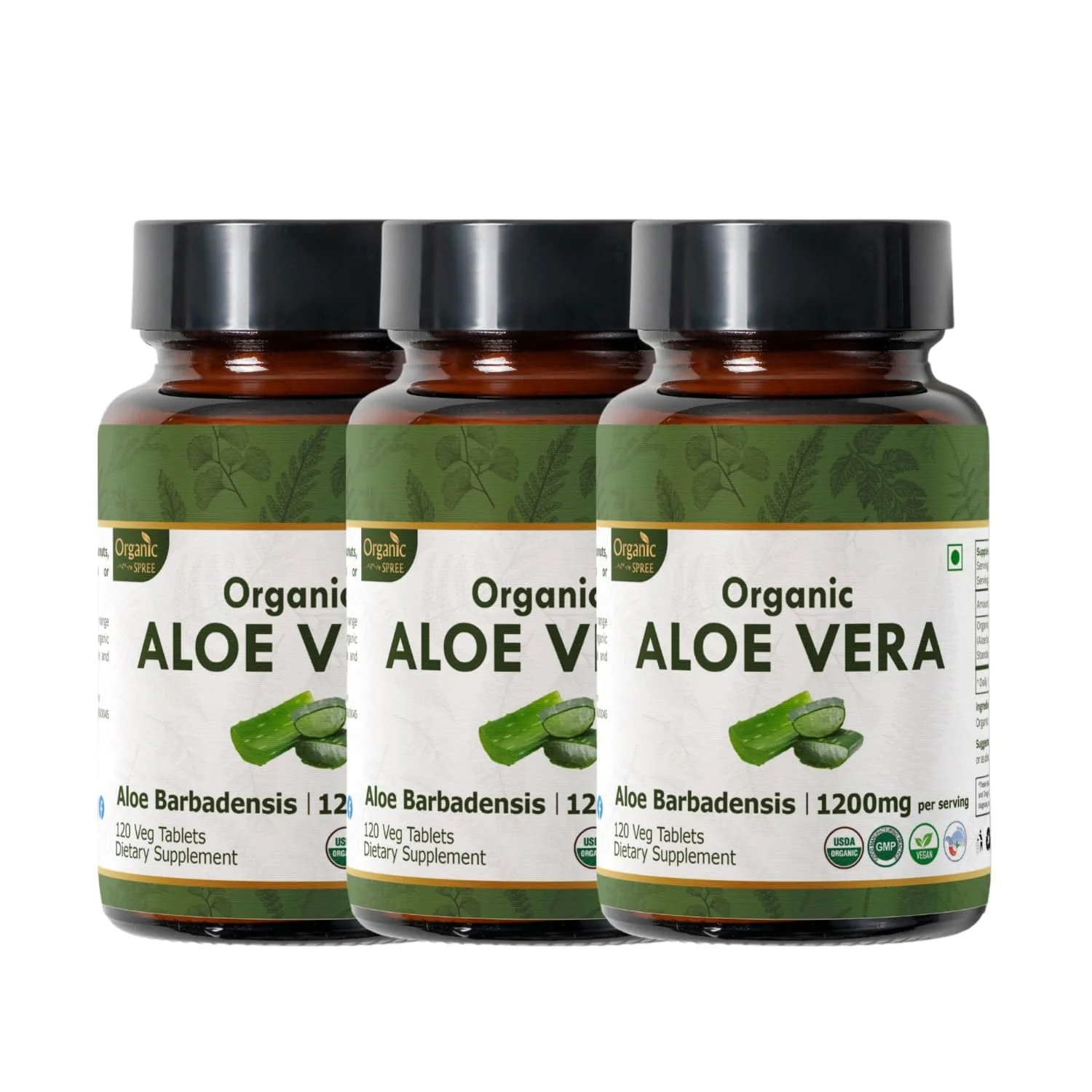 Organic Spree Aloe Vera Tablets – USDA Organic | Digestion & Skin Health | 120 Tablets