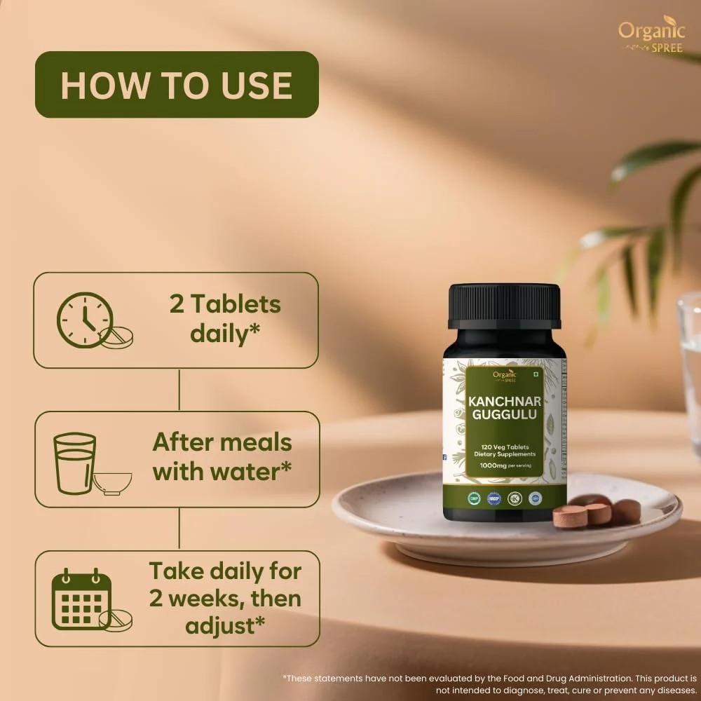 ORGANIC SPREE Kanchnar Guggulu 120 Tablets – Detox & Lymphatic Support - Image 5