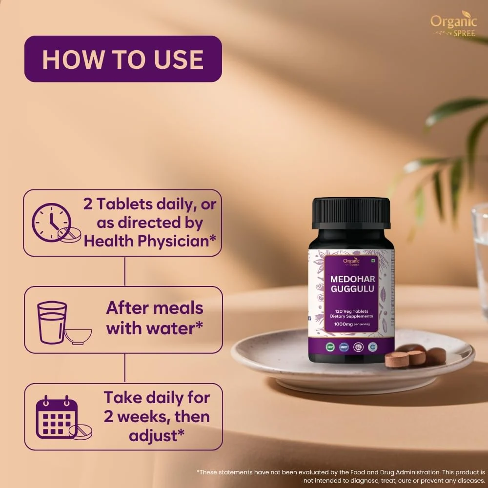 Organic Spree Medohar Guggulu 120 Tablets – Ayurvedic Metabolism & Immune Health (Pack of 2) - Image 3