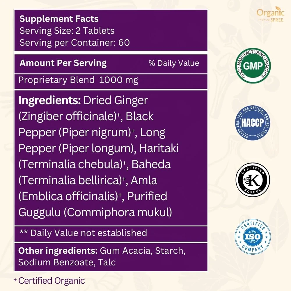 Organic Spree Medohar Guggulu 120 Tablets – Ayurvedic Metabolism & Immune Health (Pack of 2) - Image 4