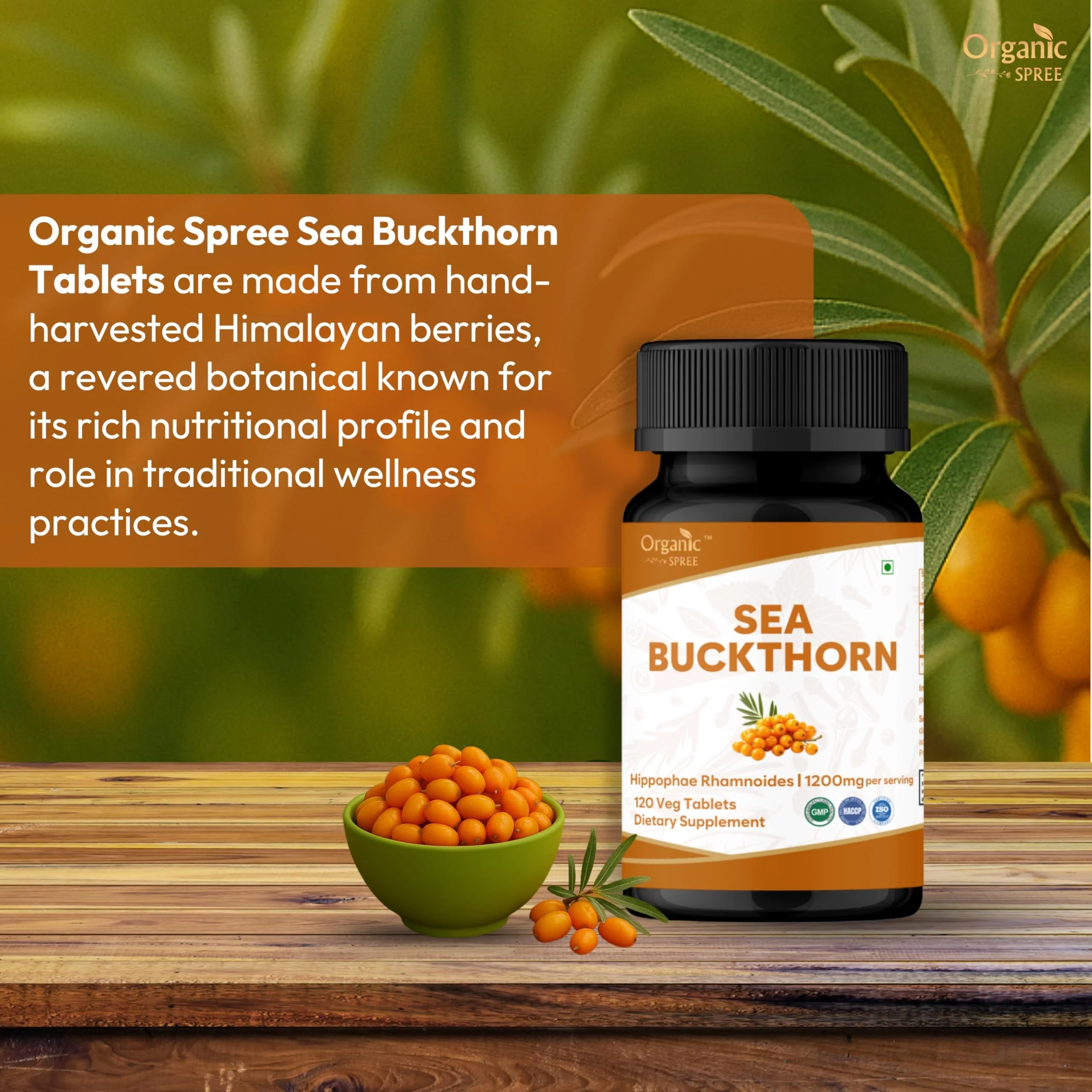 Organic Spree Sea Buckthorn 120 Tablets – Hippophae Rhamnoides – Omega 7 for Skin, Immunity & Wellness* – Pack of 3 - Image 5