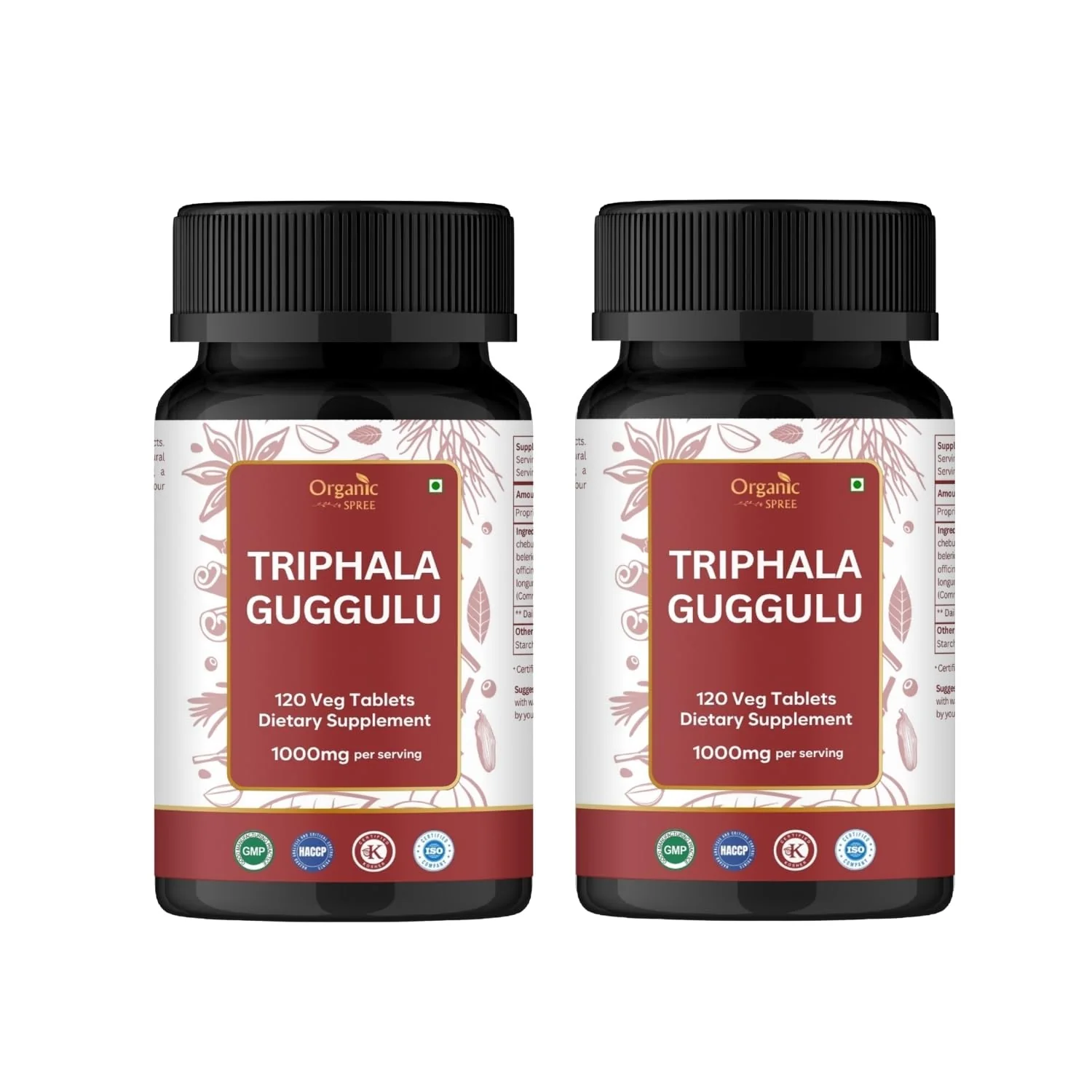 Organic Spree Triphala Guggulu 120 Tablets | Gut Health & Digestive Support - Ayurvedic, Vegetarian