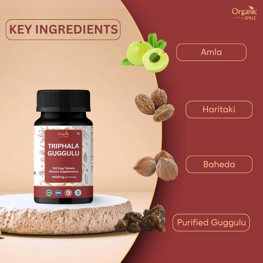 Organic Spree Triphala Guggulu 120 Tablets | Gut Health & Digestive Support - Ayurvedic, Vegetarian - Image 2