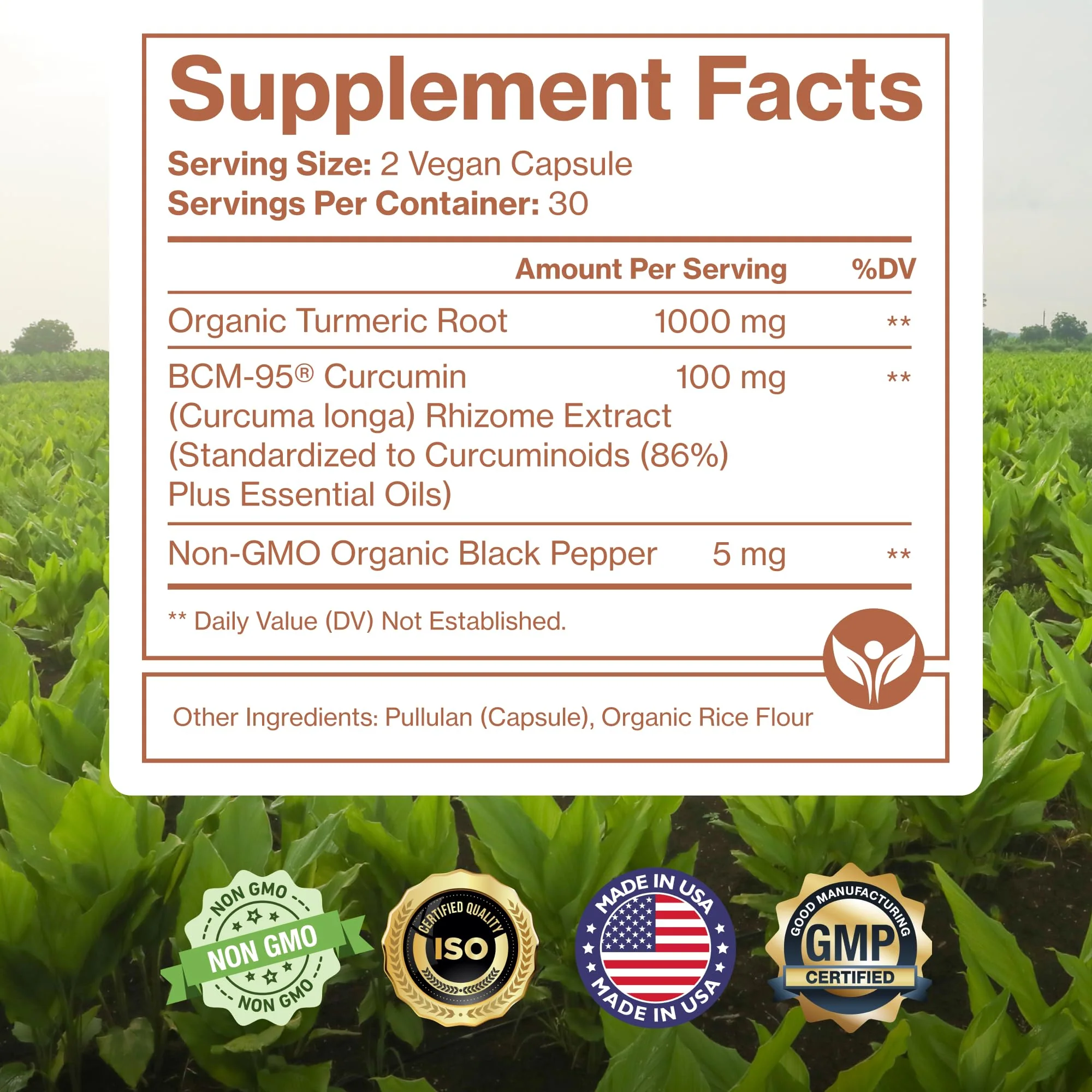 Organic Turmeric Curcumin with BCM-95 & Black Pepper – Inflammation, Brain & Immune Health | 60 Vegan Capsules - Image 6