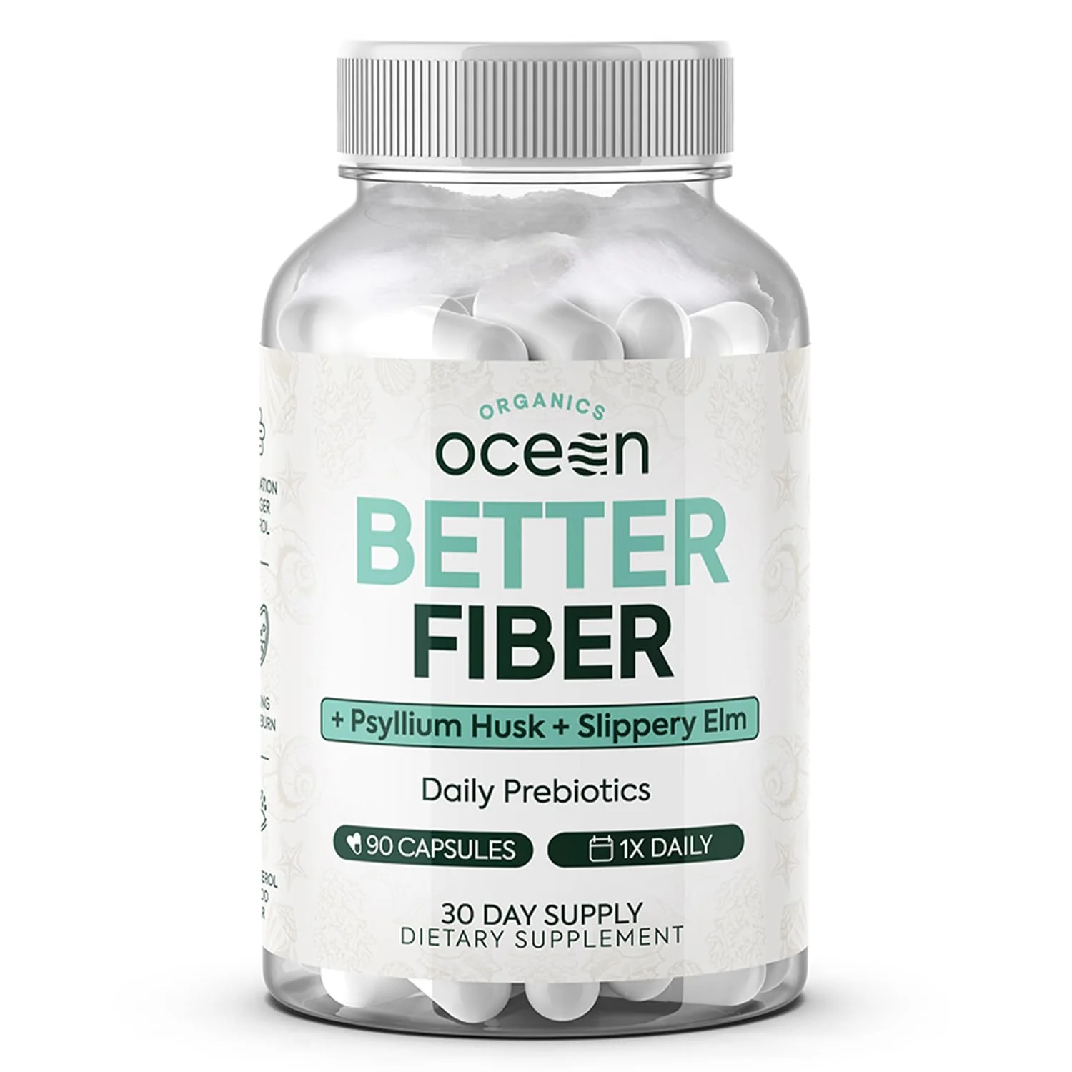Organics Ocean Better Fiber - Daily Fiber Supplement for Softer Stool - 90 Capsules