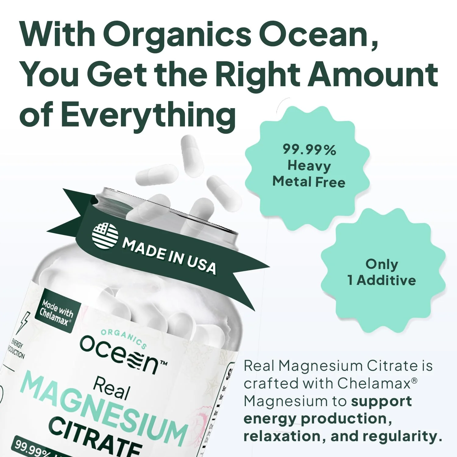 Organics Ocean Real Magnesium Citrate – High-Absorption Chelated Magnesium for Energy, Relaxation, and Regularity – 6 Pack - Image 3