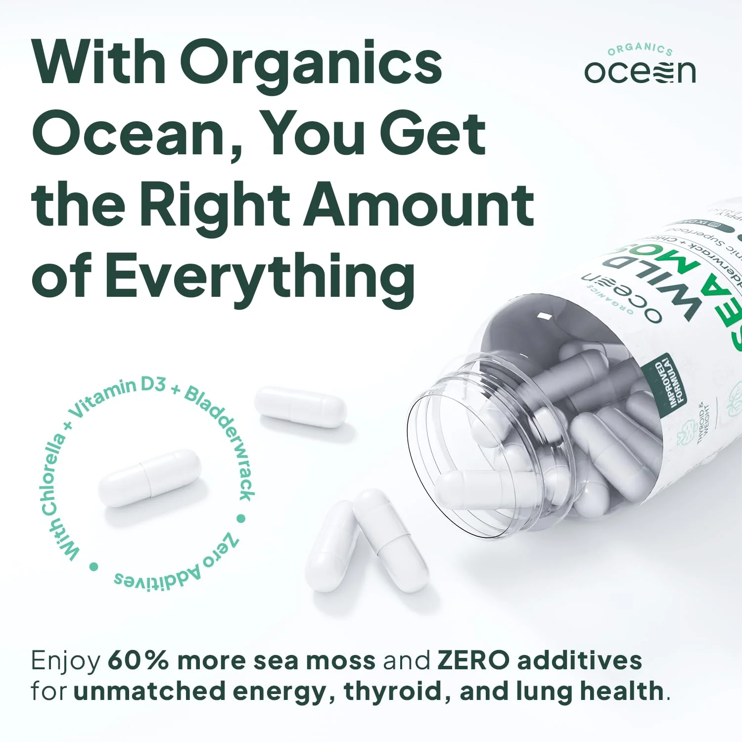 Organics Ocean Wild Sea Moss Capsules – Organic Irish Sea Moss, Chlorella, Bladderwrack & Vitamin D3 (3 Bottles) - Image 10
