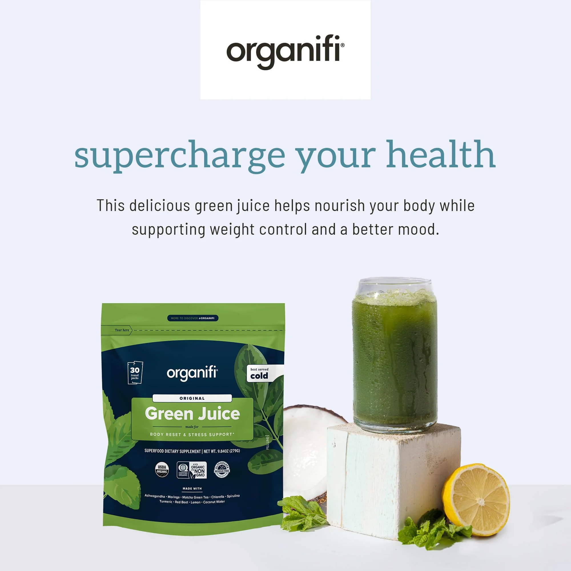 Organifi GO Packs: Green Juice - Organic Travel Greens Powder (30 Packs) - Image 6