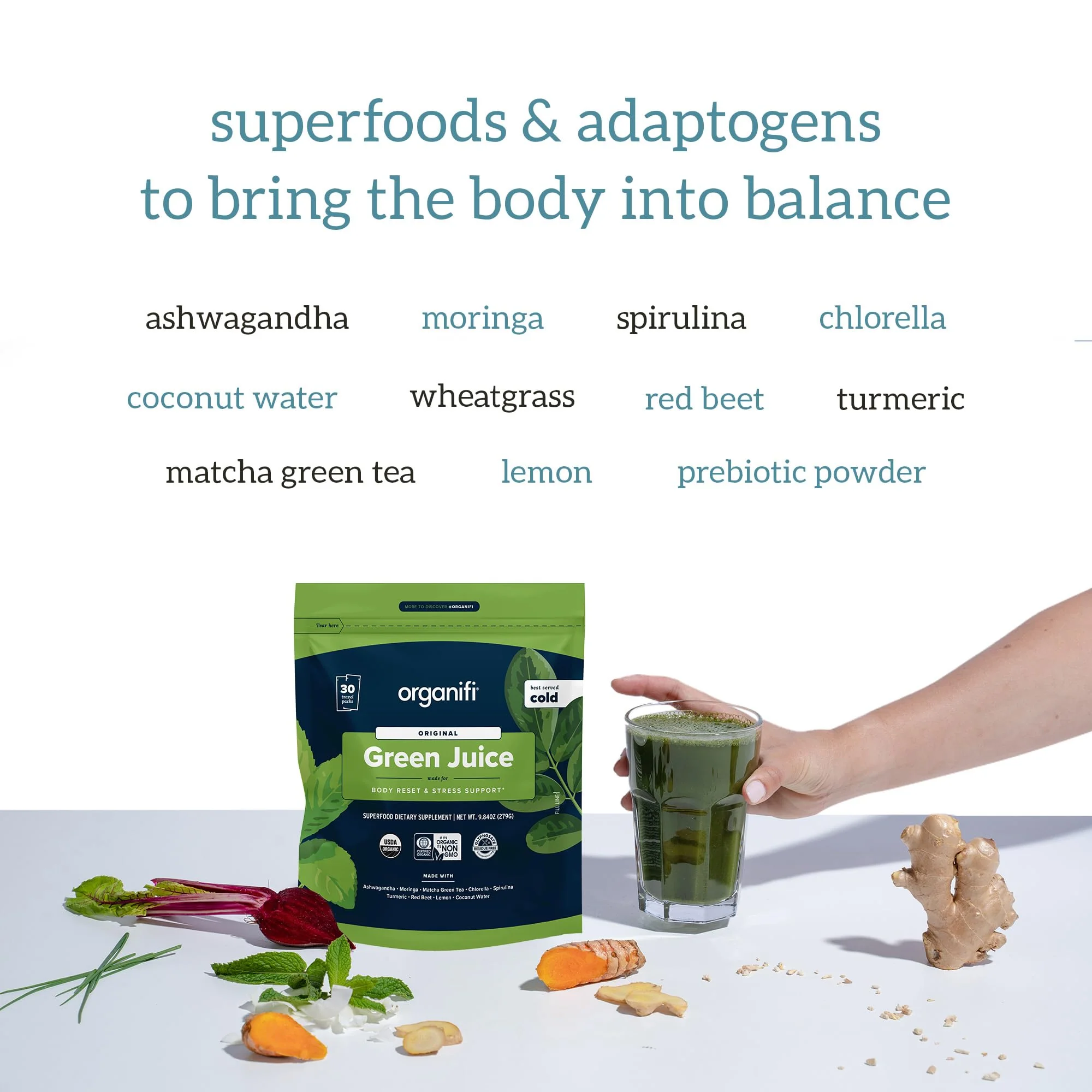Organifi GO Packs: Green Juice - Organic Travel Greens Powder (30 Packs) - Image 8
