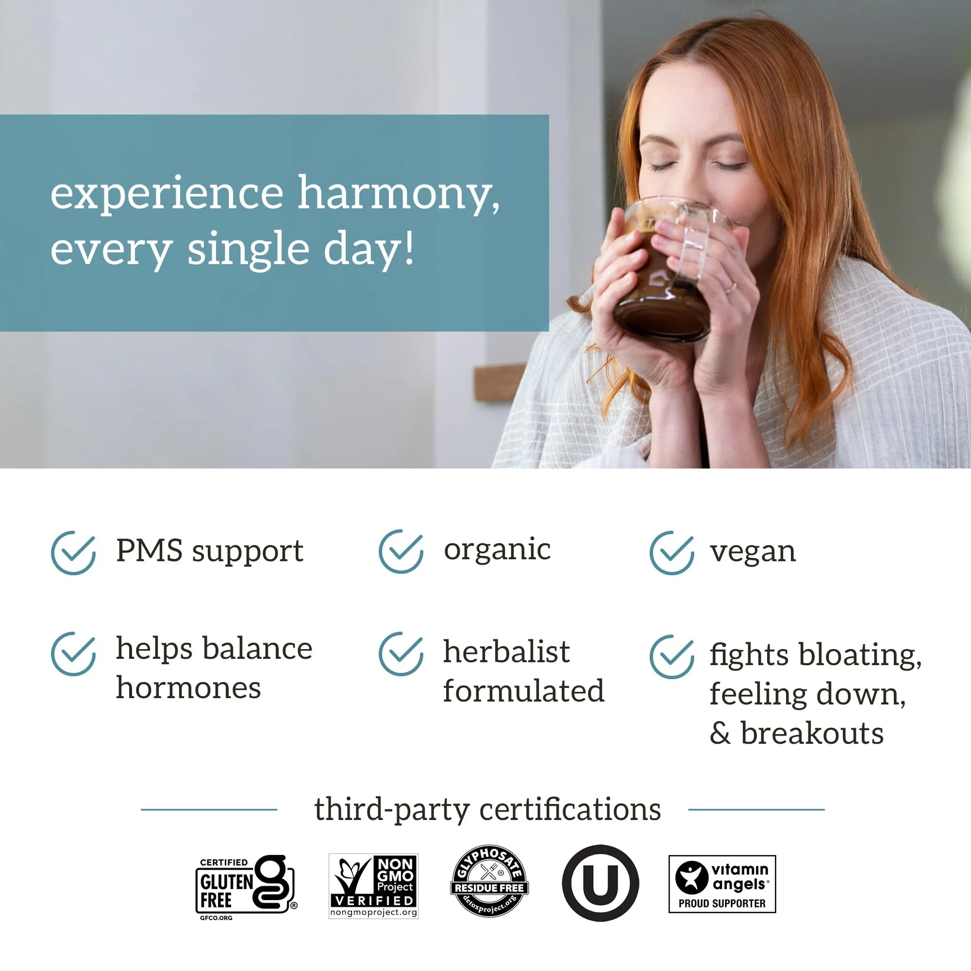 Organifi Harmony: Hormone Support for PMS Relief & Energy | Gluten Free & Vegan Cacao Powder, 30 Servings - Image 5