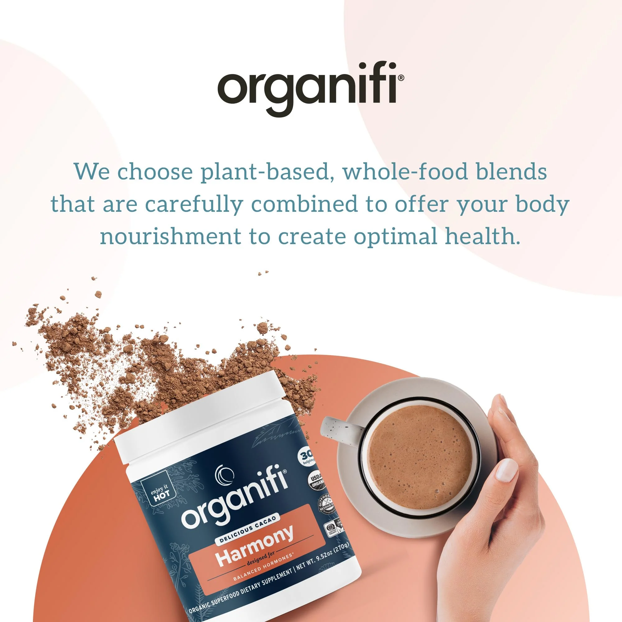 Organifi Harmony: Hormone Support for PMS Relief & Energy | Gluten Free & Vegan Cacao Powder, 30 Servings - Image 8