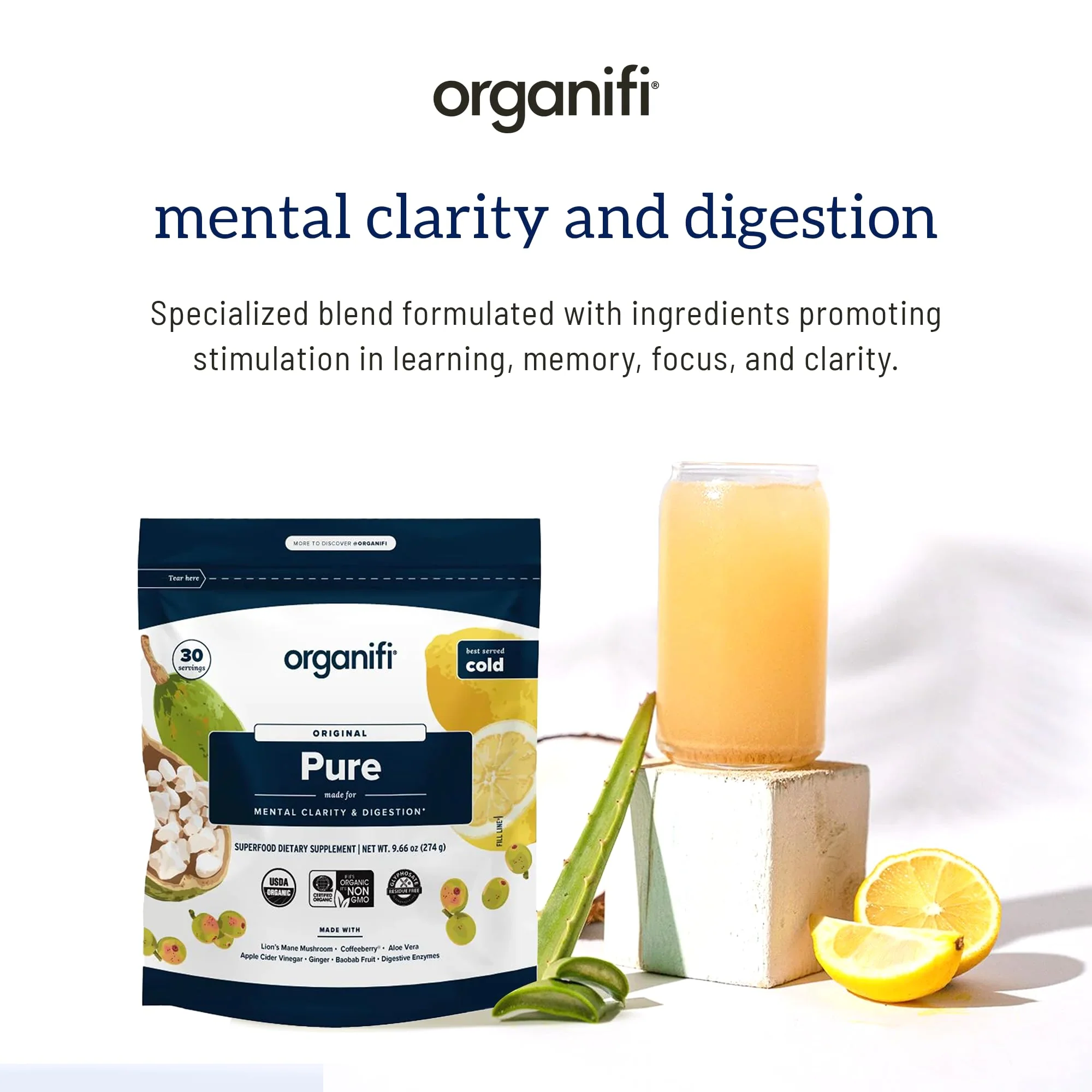 Organifi Pure – Brain Support, Focus & Clarity (Gluten-Free, Non-GMO) • 30 Servings - Image 3