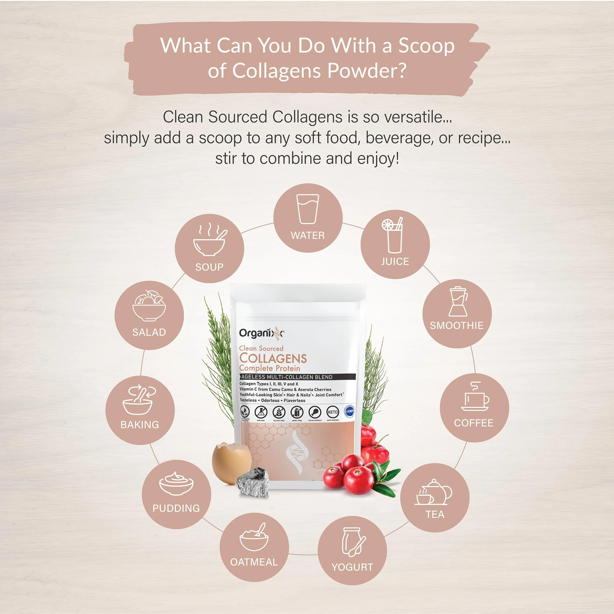 Organixx Collagen Peptides Powder with Vitamin C – Unflavored, 30 Servings - Image 11
