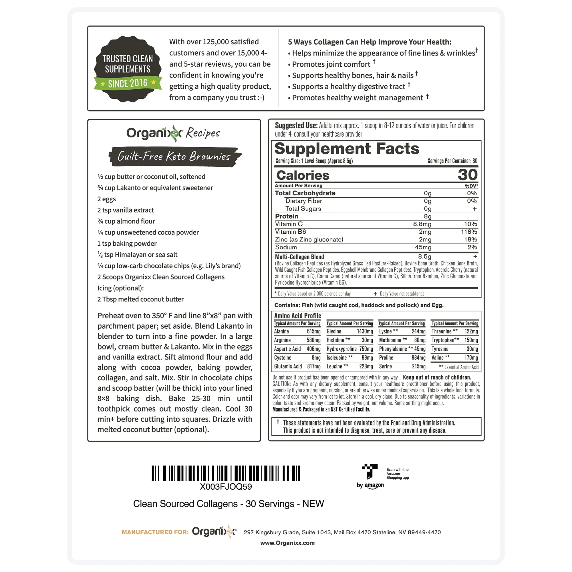 Organixx Collagen Peptides Powder with Vitamin C – Unflavored, 30 Servings - Image 14