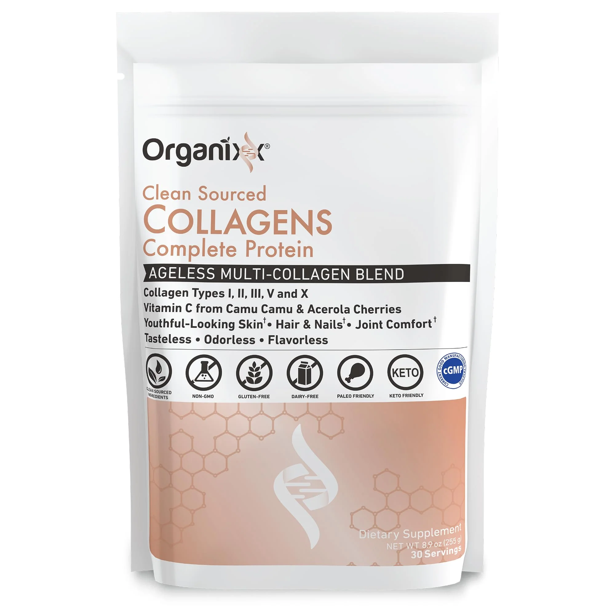 Organixx Collagen Peptides Powder with Vitamin C – Unflavored, 30 Servings - Image 3