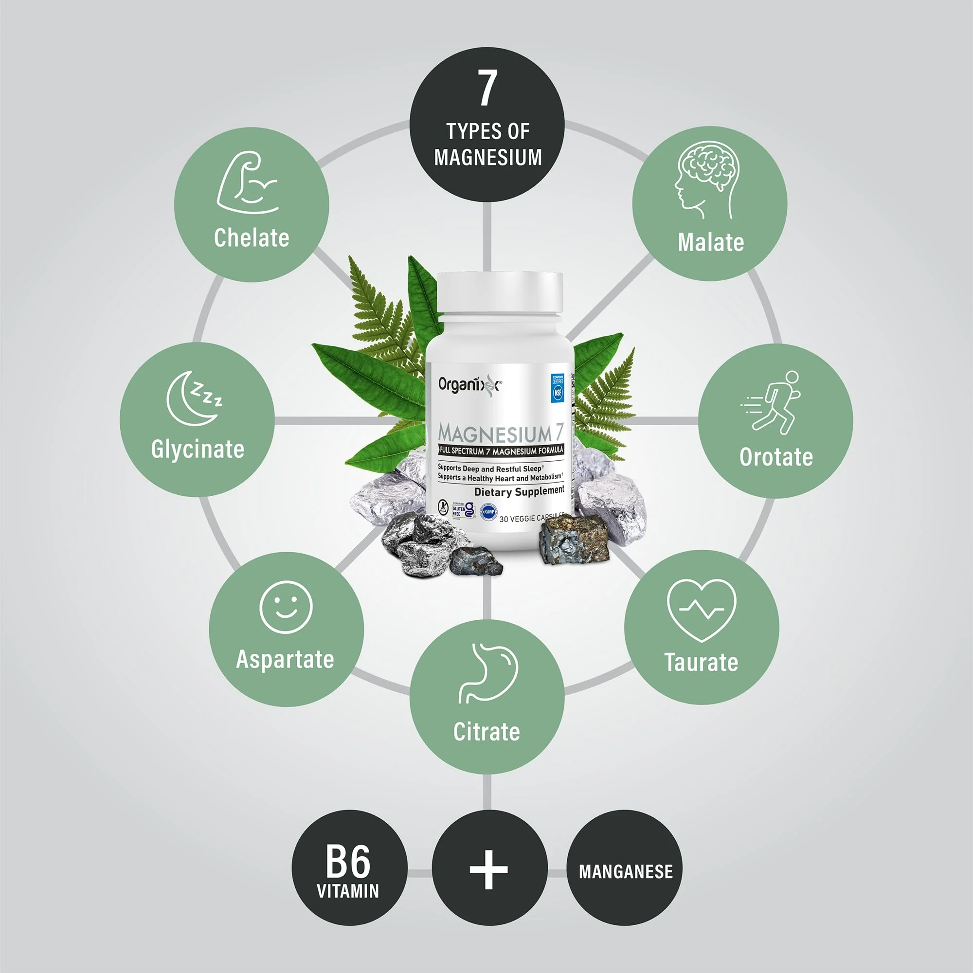 Organixx Magnesium Glycinate – Sleep Support, 90 Capsules, Vegan & Gluten Free - Image 3