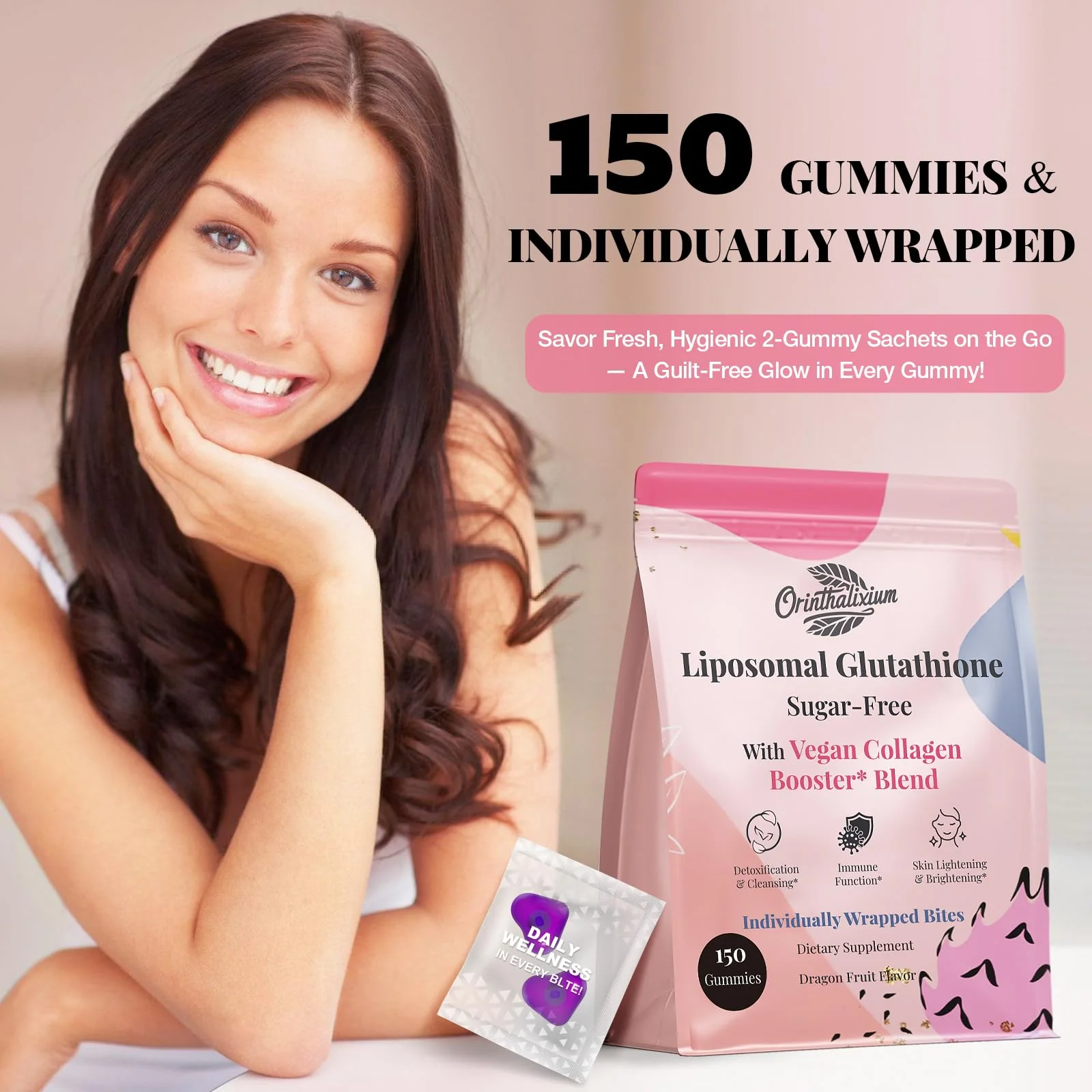 Orinthalixium Liposomal Glutathione Gummies 1000MG – Sugar Free, Vitamin C & Vegan Collagen | 150 Count - Image 6