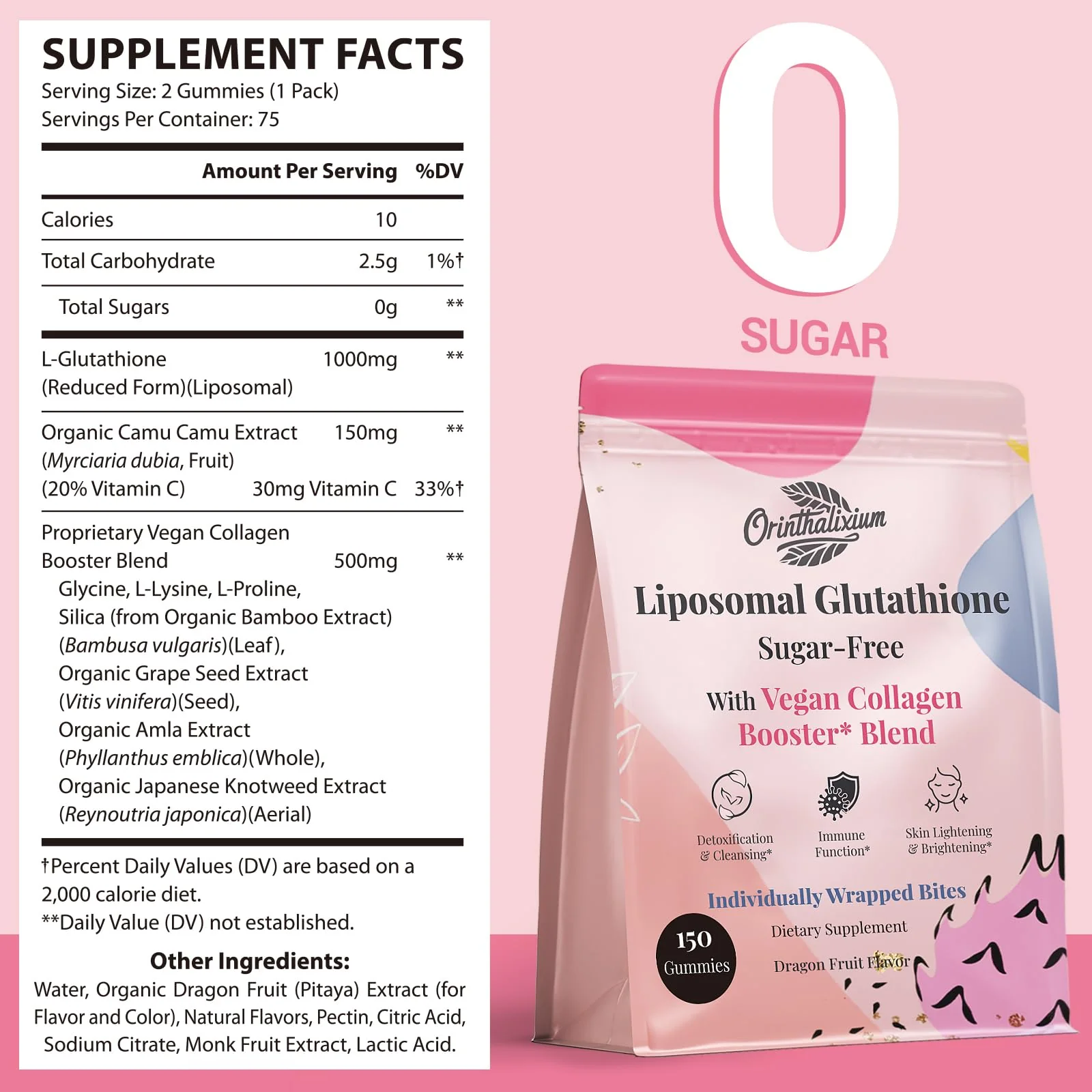 Orinthalixium Liposomal Glutathione Gummies 1000MG – Sugar Free, Vitamin C & Vegan Collagen | 150 Count - Image 8