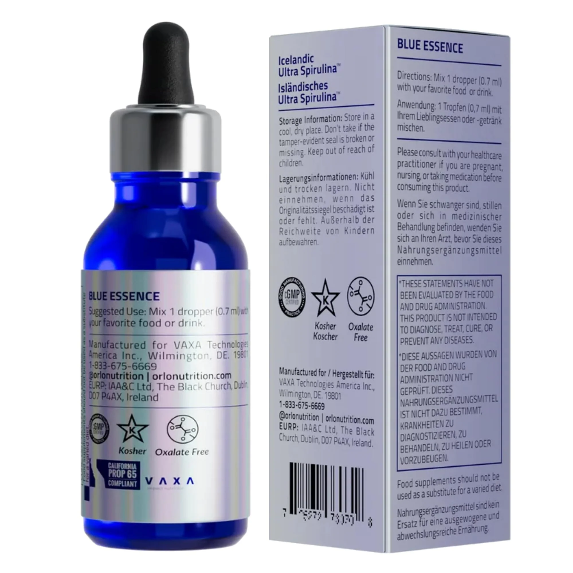 Orlo Blue Essence - Liquid Blue Spirulina with Phycocyanin & Methylcobalamin B12, 50 ml - Image 2