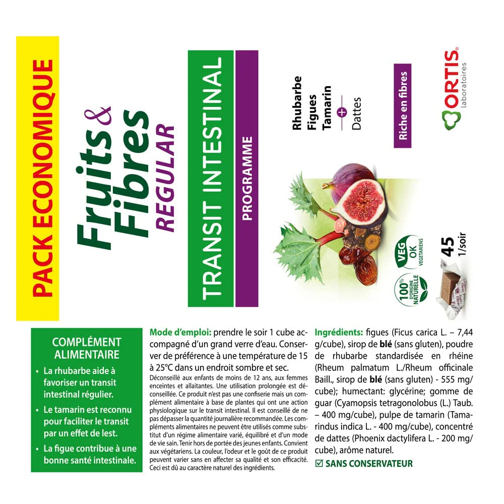 Ortis Fruits & Fibres Regular 45 Squares to Chew – Nutritional Supplement - Image 5