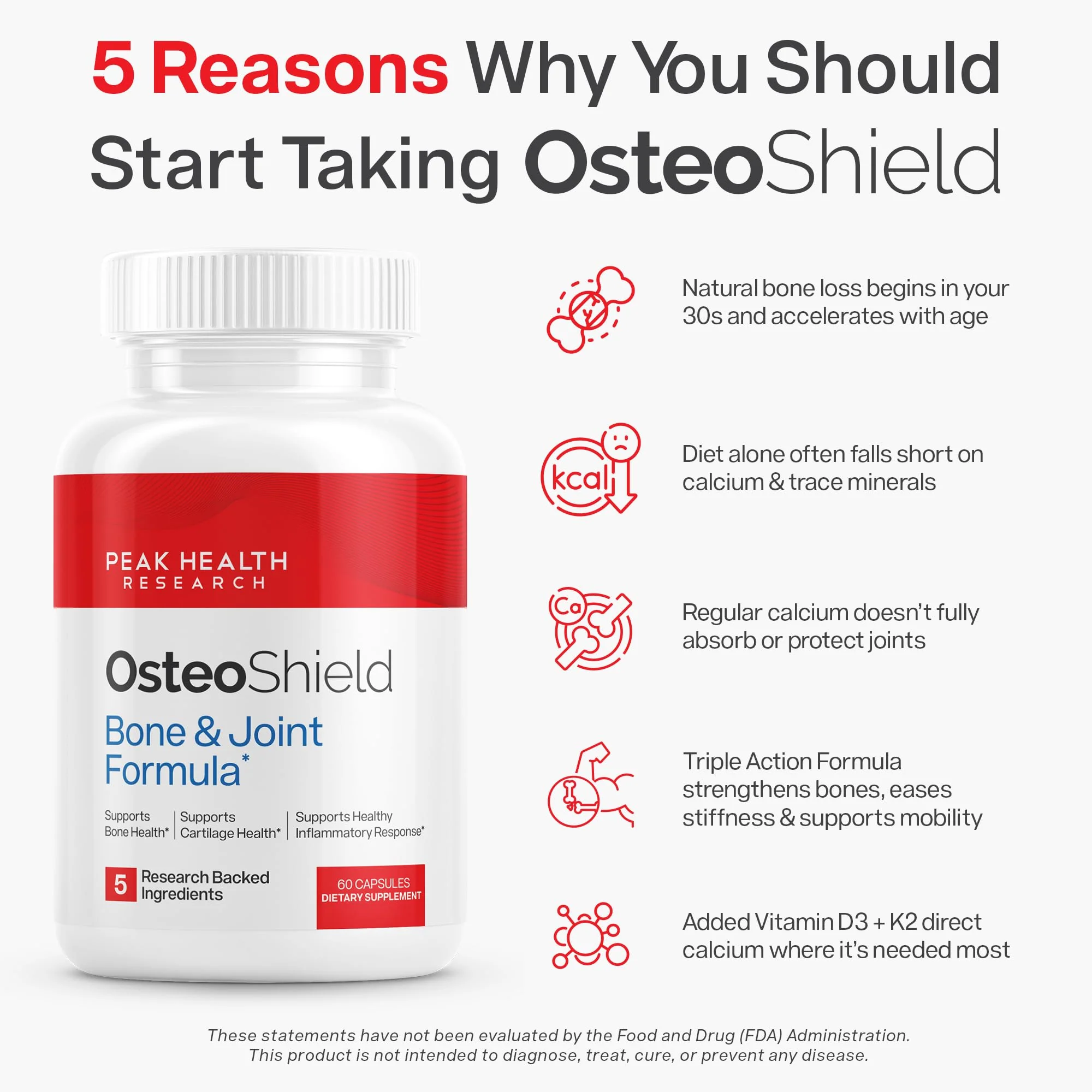 OsteoShield Peak Health Research — Bone & Joint Formula with Vitamin D3, K2 & Aquamin | 60 Capsules - Image 9