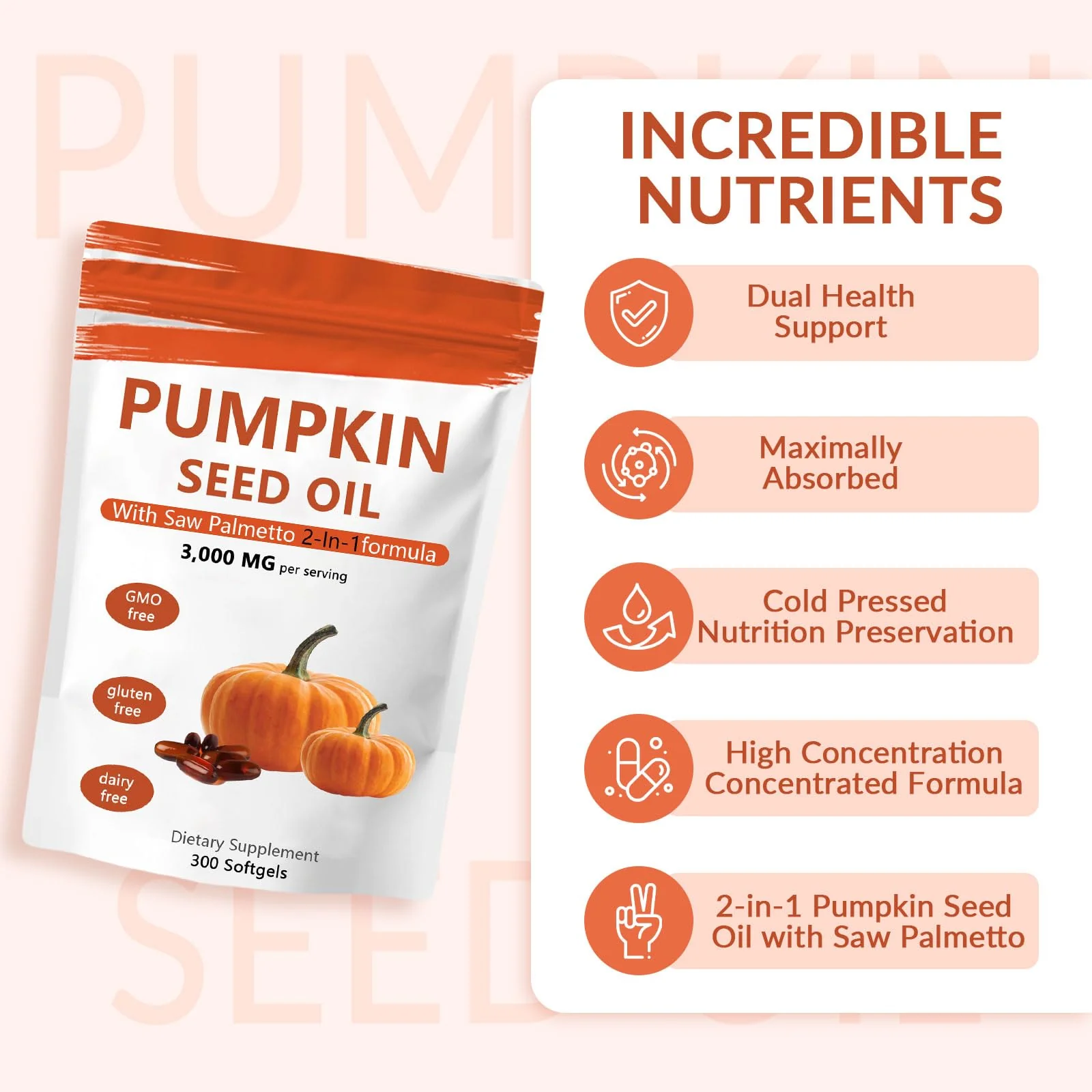 Ovela Pumpkin Seed Oil Capsules 3000mg + Saw Palmetto – Hair Growth Support - Image 4