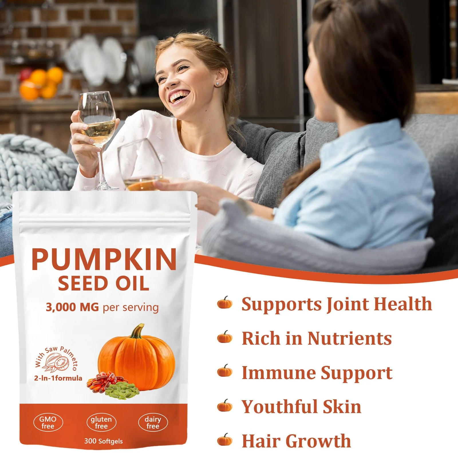 Ovela Pumpkin Seed Oil Capsules 3000mg with Saw Palmetto | Non-GMO, Gluten-Free - Image 5