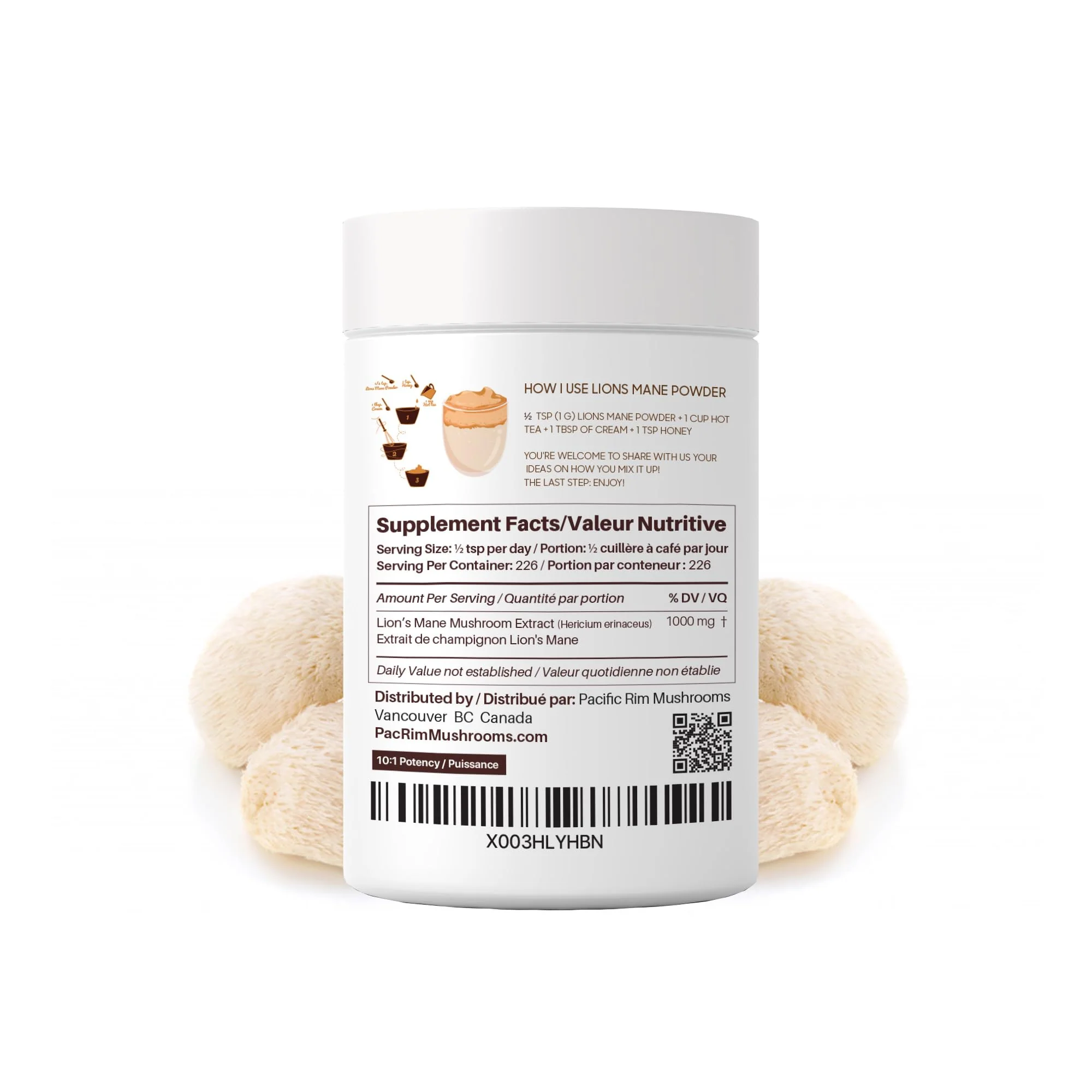 Pacific Rim Mushrooms Lions Mane Supplement Powder Ultra Strength 10:1 Organic Lions Mane Mushroom Supporting Memory, Cognition, Brain Health, 8 Ounces / 226 Servings - Image 5