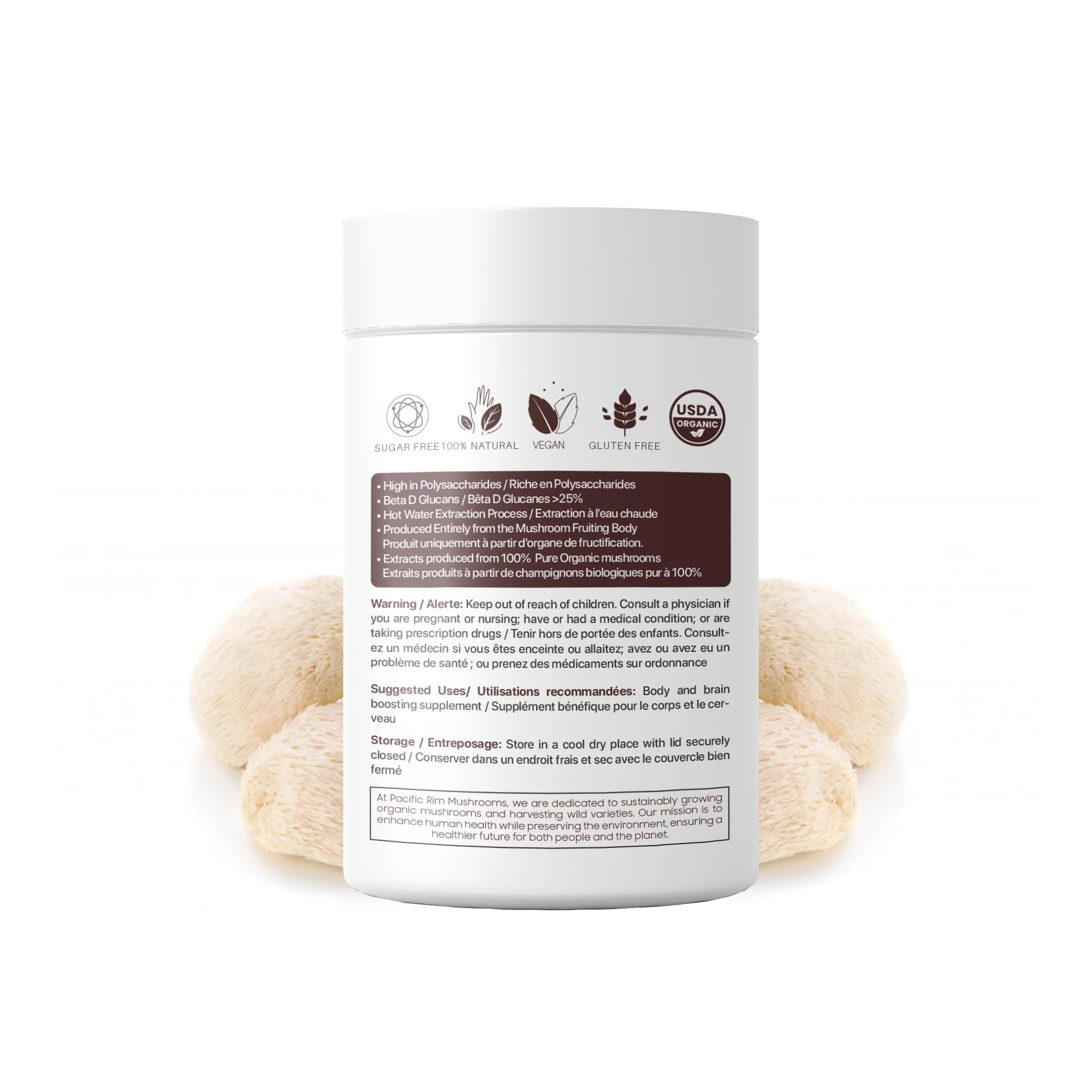 Pacific Rim Mushrooms Lions Mane Supplement Powder Ultra Strength 10:1 Organic Lions Mane Mushroom Supporting Memory, Cognition, Brain Health, 8 Ounces / 226 Servings - Image 6