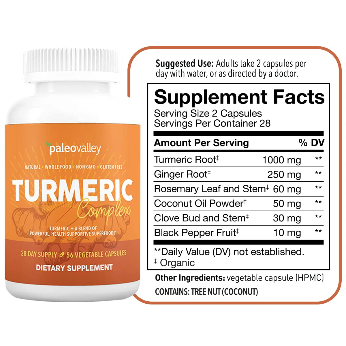 Paleovalley Organic Turmeric Complex – Full Spectrum Turmeric + Superfoods | 56 Vegetarian Capsules - Image 2