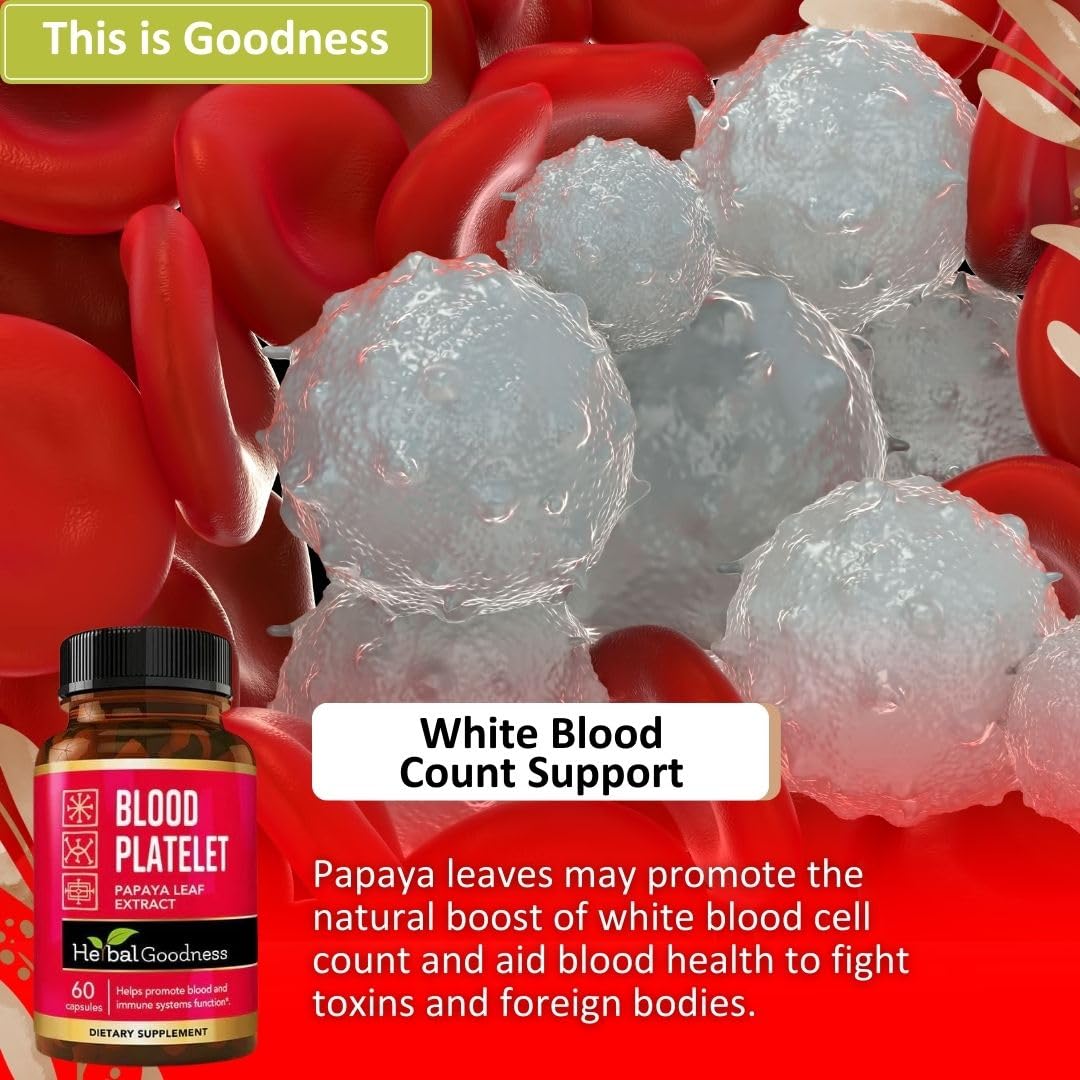 Papaya Leaf Blood Platelet Capsules - 60/600mg, 20x Strength | Herbal Goodness | Made in USA - Image 7