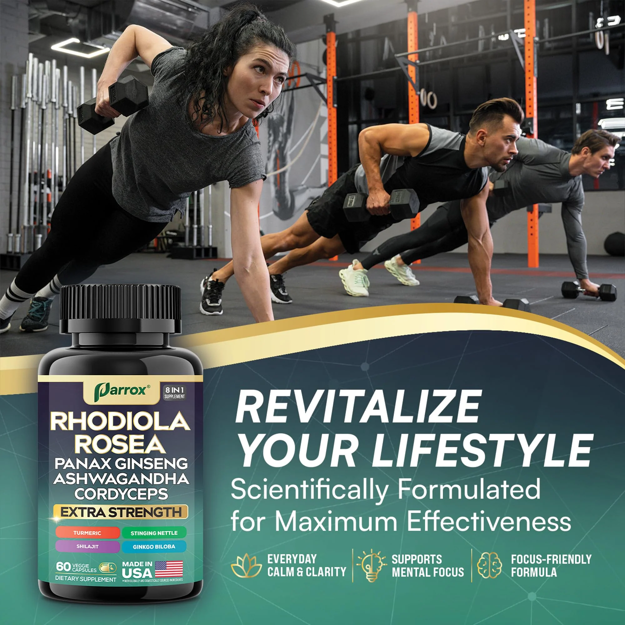 Parrox 8-in-1 Adaptogen Blend Capsules – Rhodiola, Ginseng, Ashwagandha, Turmeric | 3 Pack - Image 6