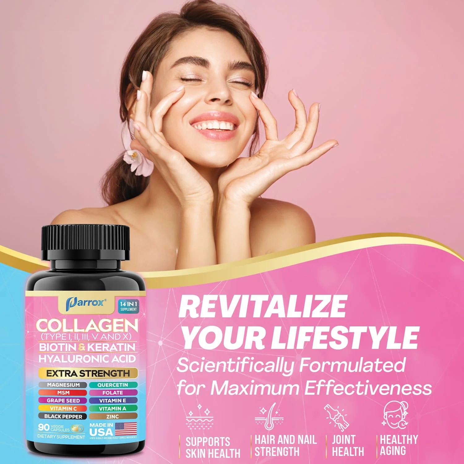 Parrox Collagen 2-Pack – 14-in-1 Beauty Capsule with Biotin, Keratin & Hyaluronic Acid - Image 6