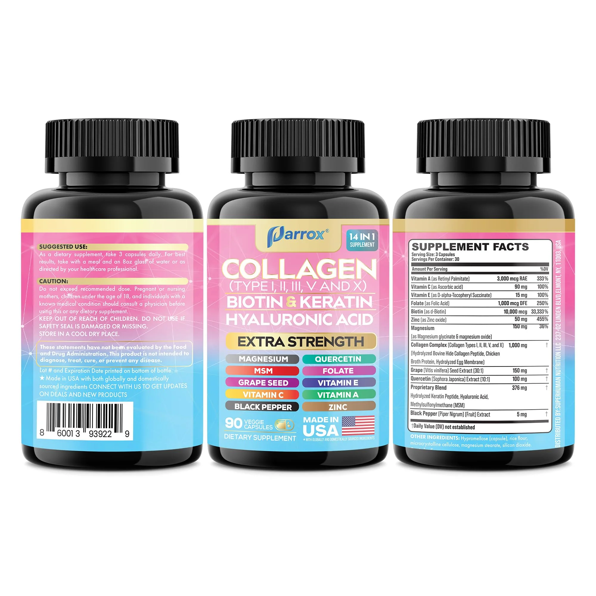 Parrox Collagen 2-Pack – 14-in-1 Beauty Capsule with Biotin, Keratin & Hyaluronic Acid - Image 8