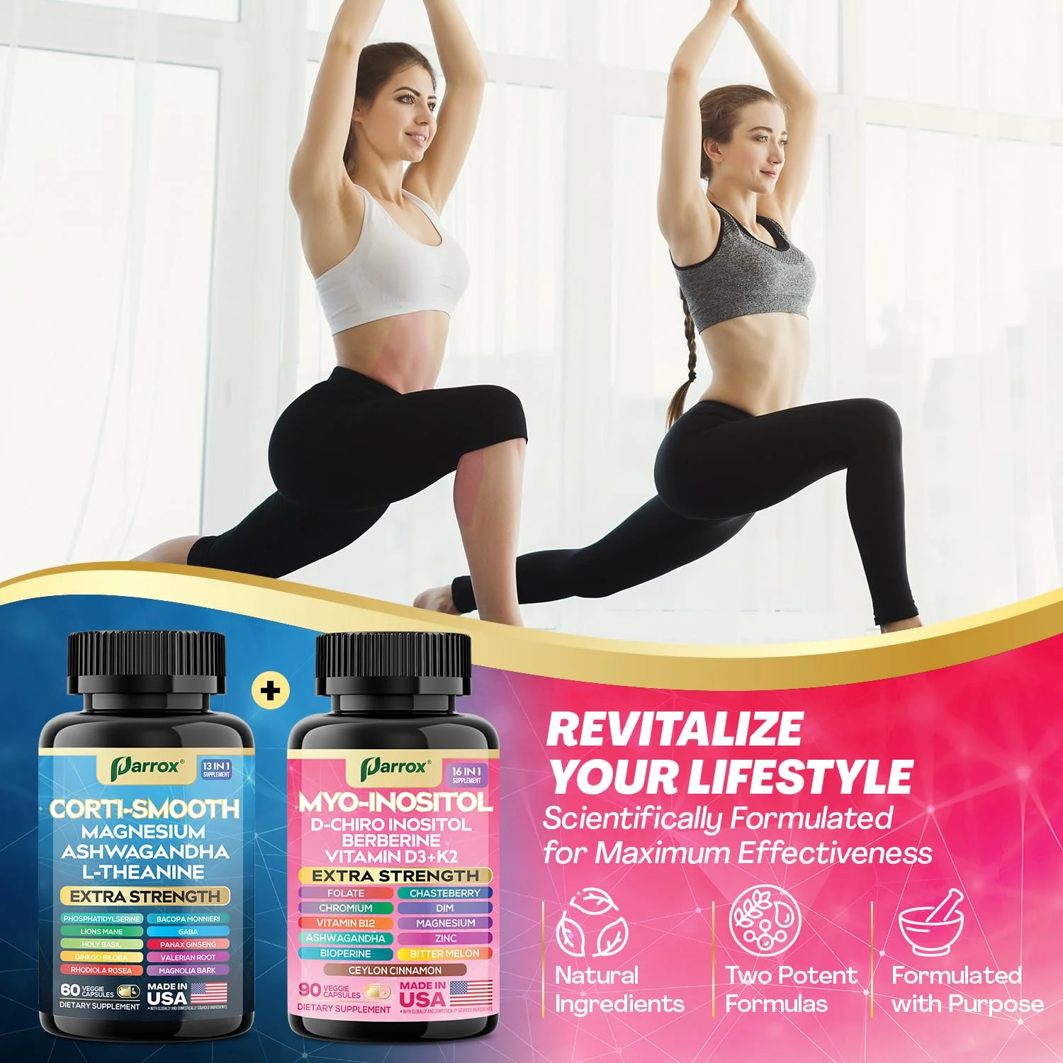 Parrox Cortisol & Myo-Inositol Bundle – 13-in-1 Cortisol Support + 16-in-1 Myo-Inositol, 150 Capsules - Image 13