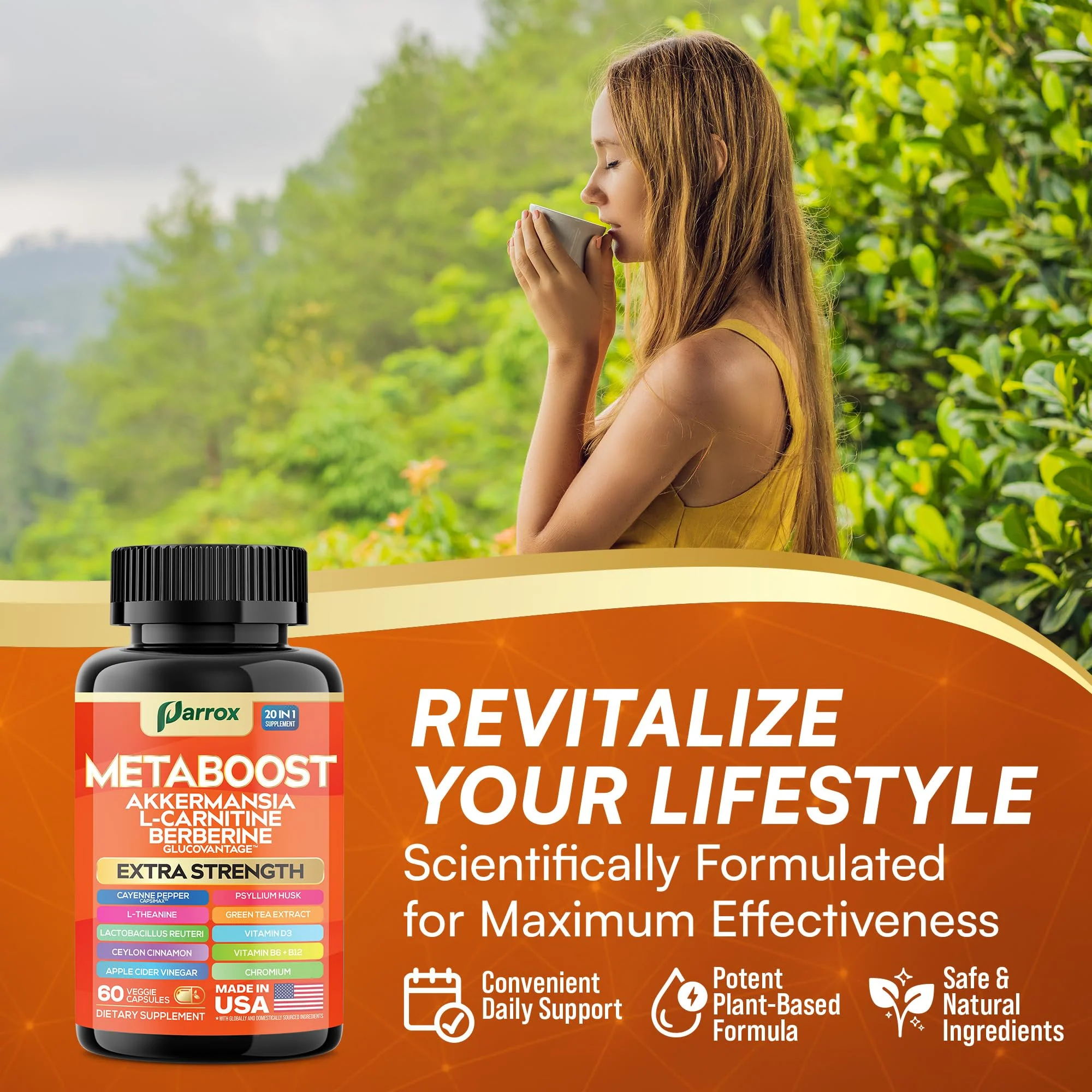Parrox GLP-1 Booster – 20-in-1 Plant-Based Formula (60 Caps) with Akkermansia & Probiotics - Image 5