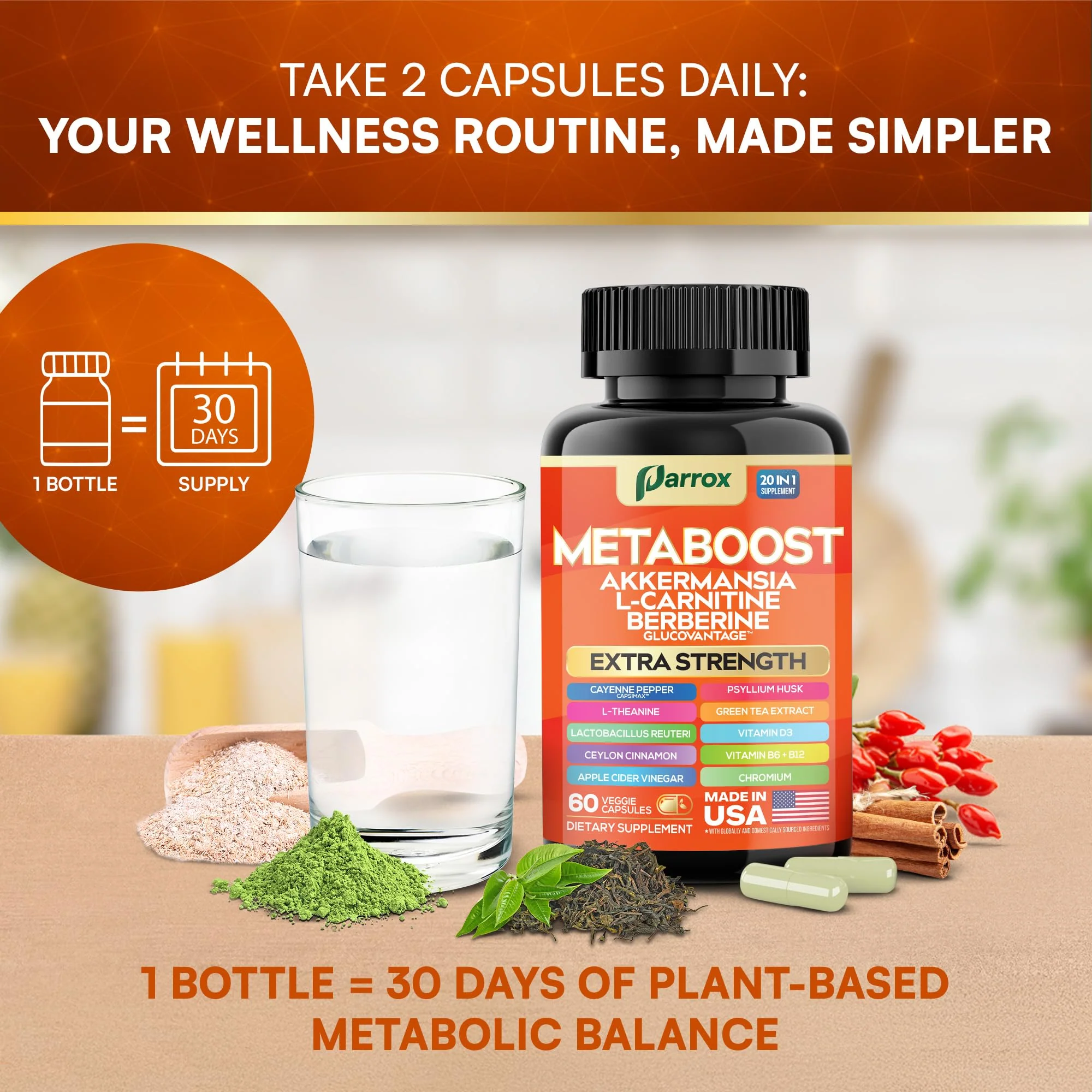 Parrox GLP-1 Booster – 20-in-1 Plant-Based Formula (60 Caps) with Akkermansia & Probiotics - Image 8