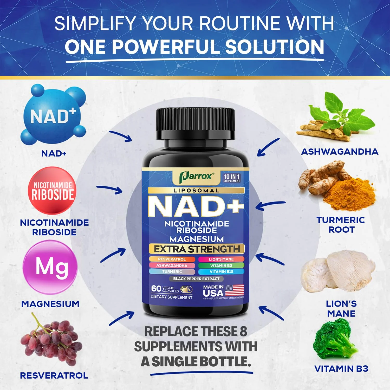 Parrox NAD+ 10-in-1 Supplement with Liposomal NAD+ - 2-Pack - Image 3