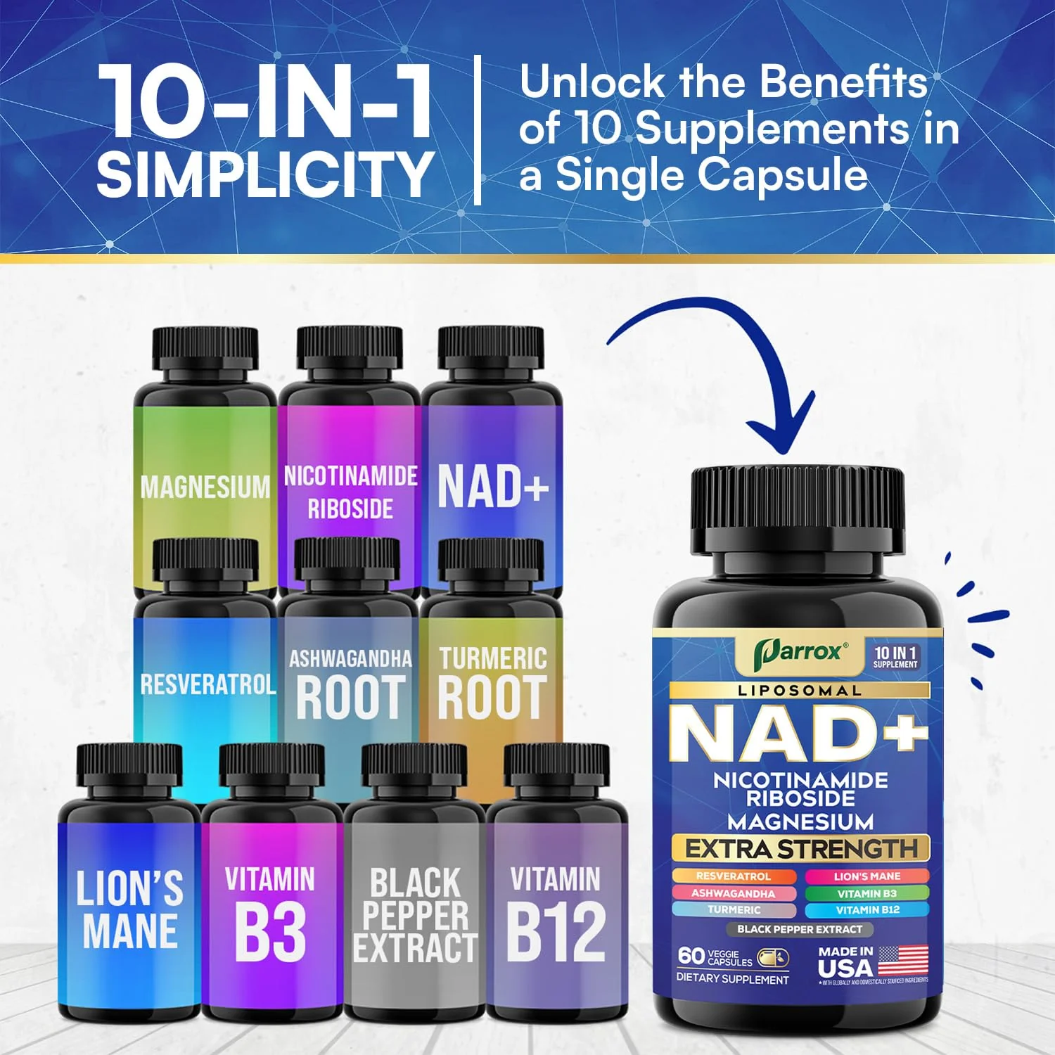 Parrox NAD+ 10-in-1 Supplement with Liposomal NAD+ - 2-Pack - Image 4