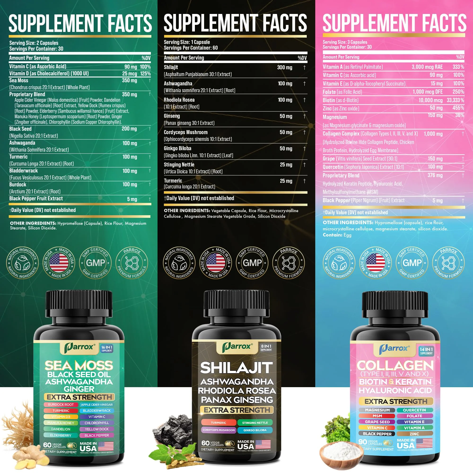 Parrox Ultimate Wellness Trio – Sea Moss, Black Seed Oil & Collagen | 3-in-1 Capsule Bundle - Image 11