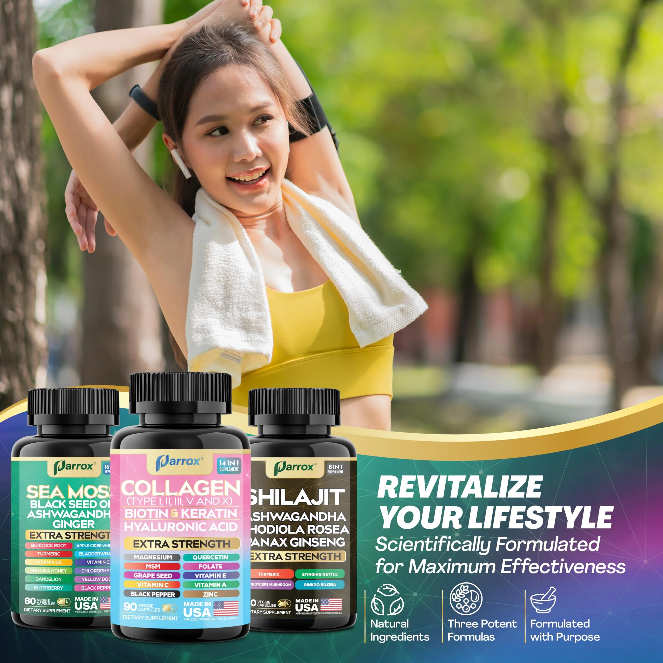 Parrox Ultimate Wellness Trio – Sea Moss, Black Seed Oil & Collagen | 3-in-1 Capsule Bundle - Image 5