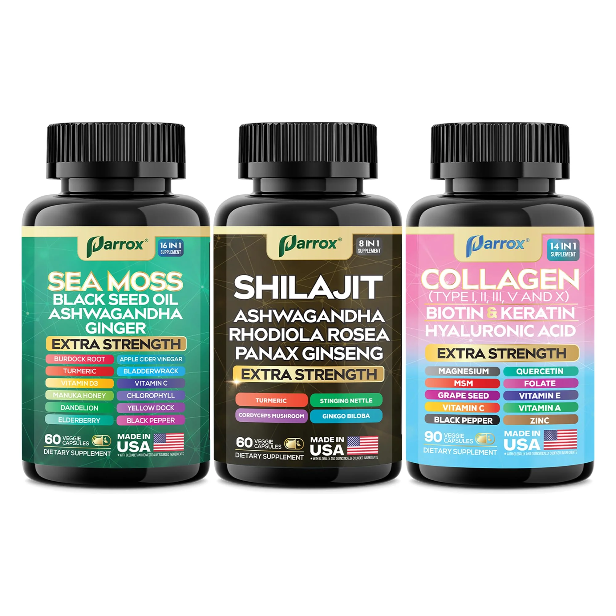 Parrox Ultimate Wellness Trio – Sea Moss, Black Seed Oil & Collagen | 3-in-1 Capsule Bundle - Image 8