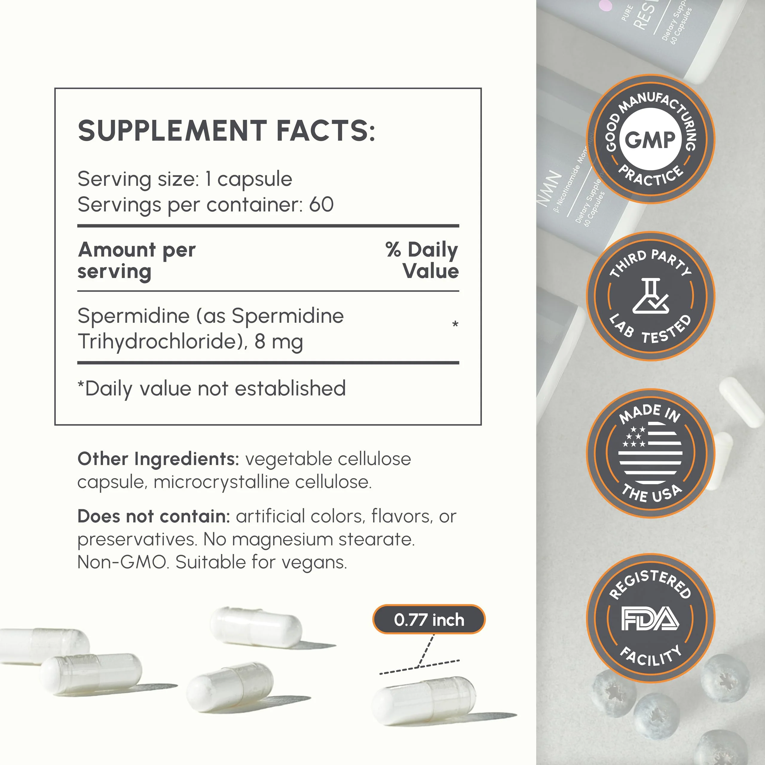 partiQlar Spermidine Supplement – 99% Purity, 8 mg per Capsule, 60 Capsules – Made in USA - Image 6