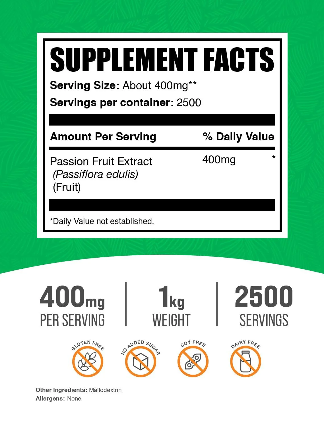Passion Fruit Extract Powder 400mg/Serving – Gluten Free, No Added Sugar, 1kg | BulkSupplements - Image 2