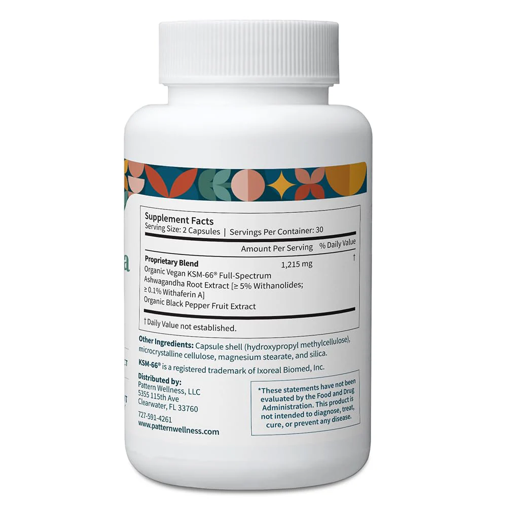 Pattern Wellness Ashwagandha Complex - Organic KSM-66 & Black Pepper - Stress Response & Energy Balance - 360 Vegan Capsules - Image 11